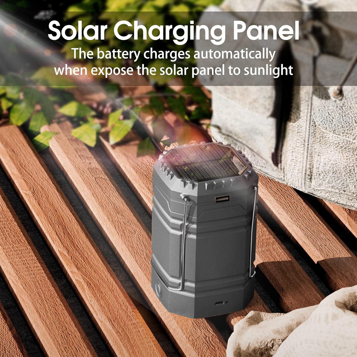 Thumbnail 4 de Mesqool lanterne solaire de camping à manivelle LED portable, 3000 mAh, étanche IPX4