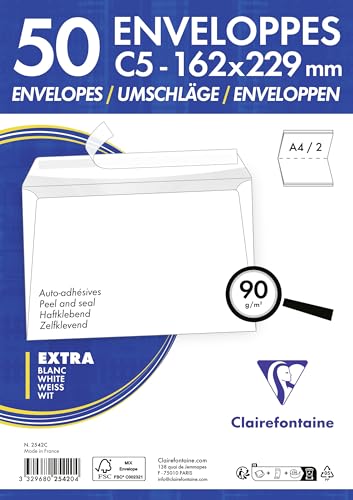 Thumbnail 3 de Clairefontaine 2542C Sobre C5 autoadhesivo 50 uds, 90 g/m² ✉️