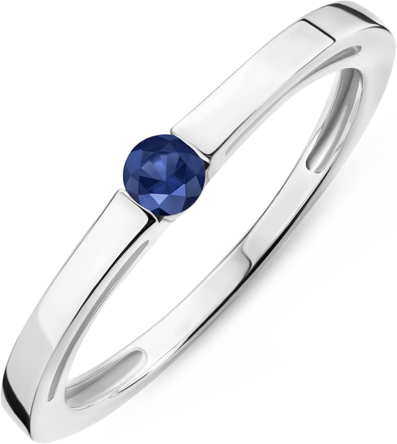 Thumbnail 2 de Bague de Fiançailles en Or Blanc 9 Carats avec Saphir bleu – Orovi Bijoux