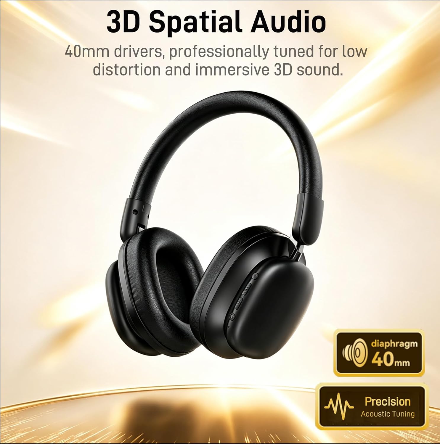 Detalle de TIMU Bluetooth Headphones Over Ear: 75H Playtime, Foldable Comfort and Custom EQ for Travel and Work