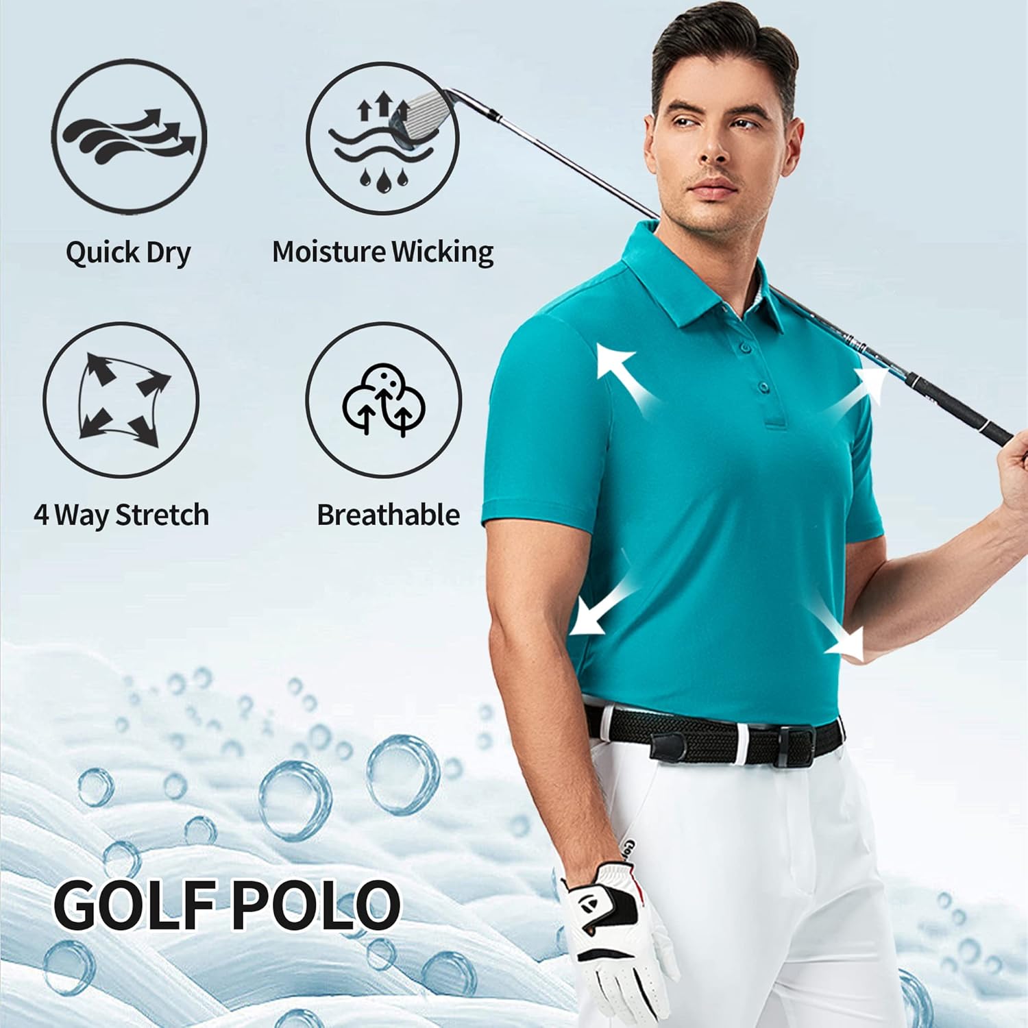 Detalle de Damipow Premium Golf Shirt for Men - Dry Fit Performance Polo (Short Sleeve)