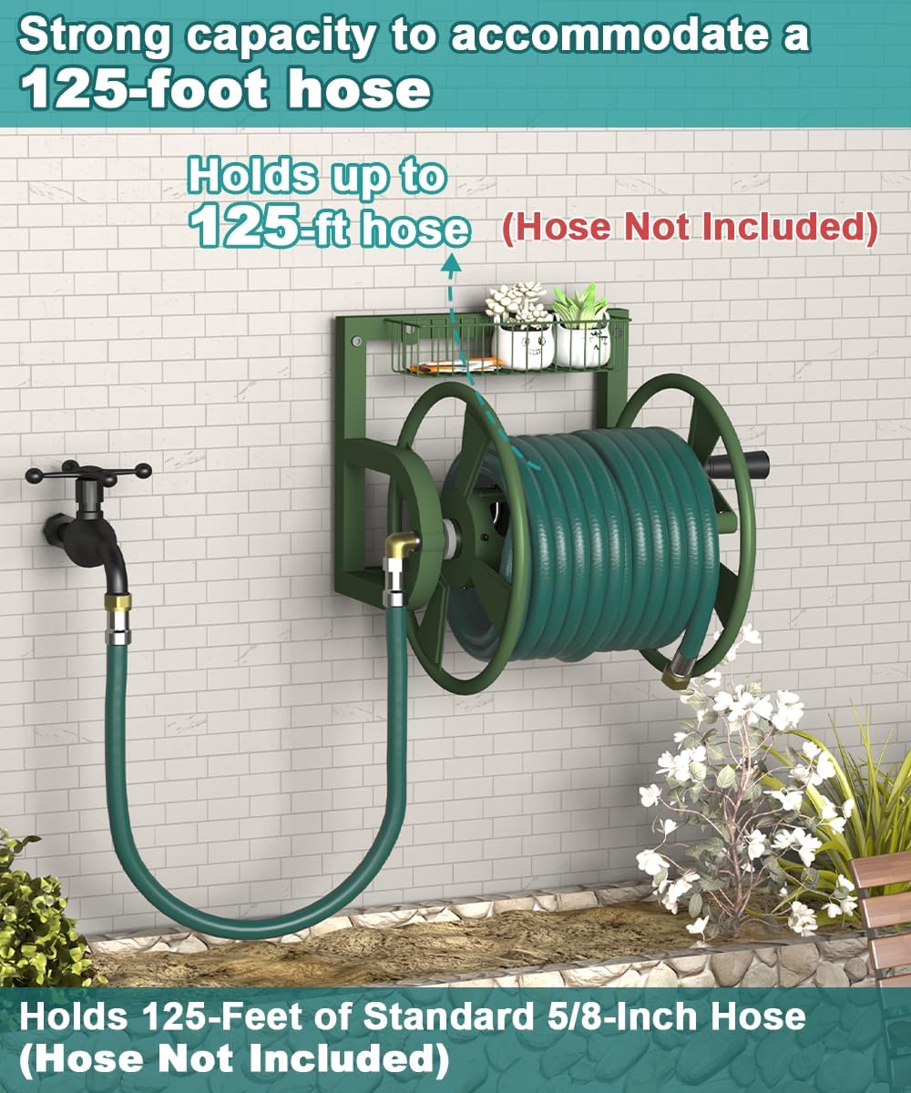 Detalle 2 de Artigarden AGN-WMHR-GRN Wall-Mounted Hose Reel, 125-Foot Capacity
