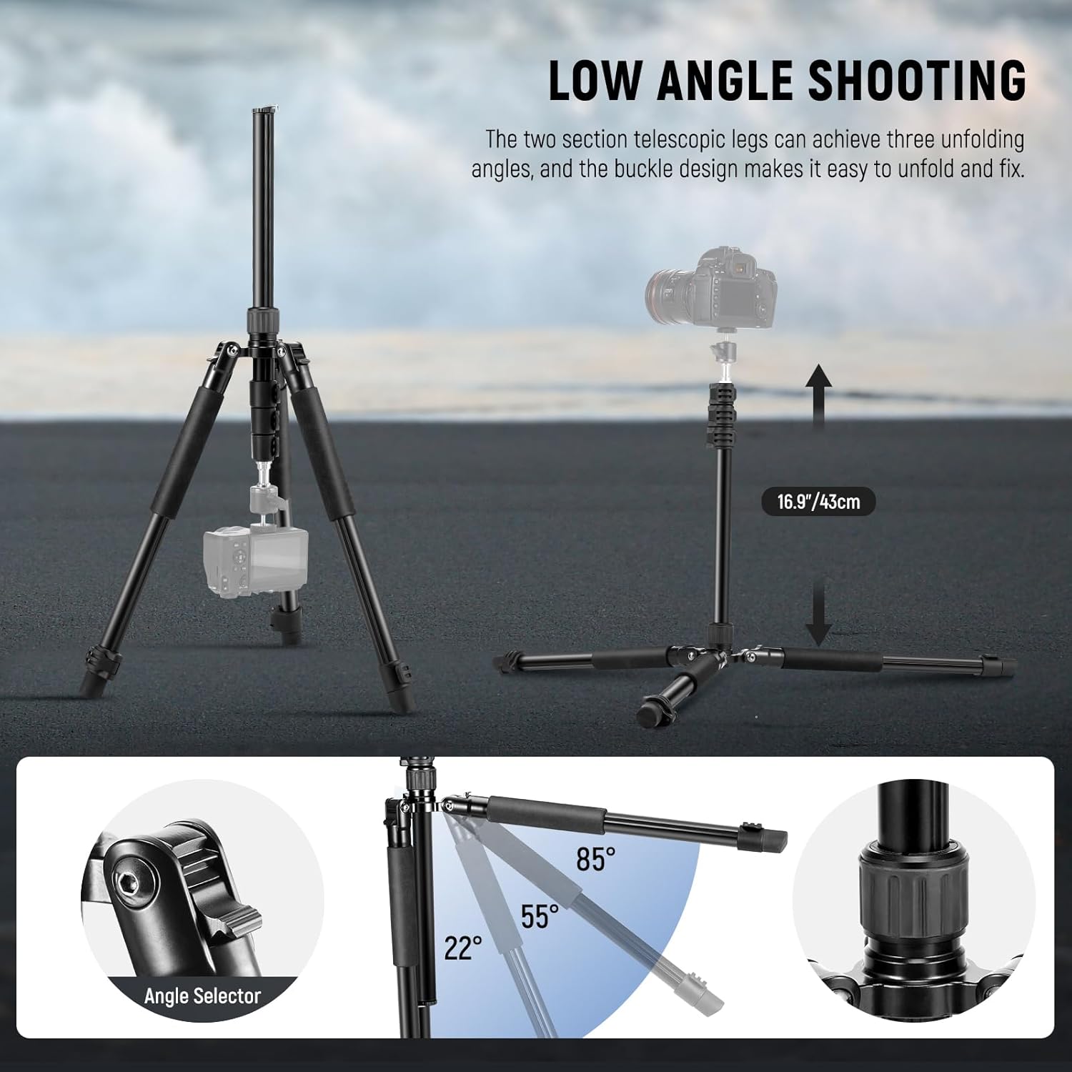 Thumbnail 5 de NEEWER ST195 Aluminium Light Stand with 1/4" Screw (1.5–6.4ft / 47–195cm)