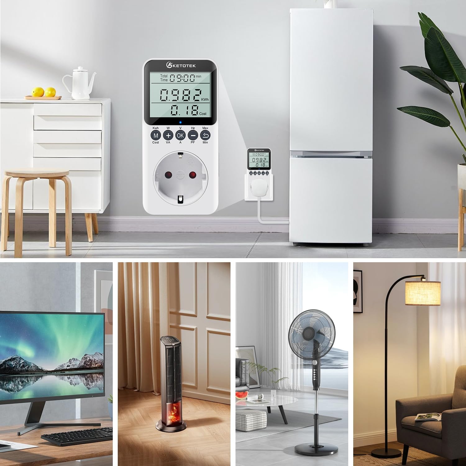 Thumbnail 5 de KETOTEK misuratore consumi elettrici con schermo LCD e presa, potenza fino a 3.680W