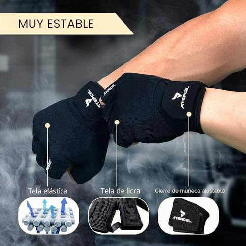 Detalle 2 de Atercel Guantes de entrenamiento unisex: agarre seguro y transpirables para levantamiento de pesas y gimnasio