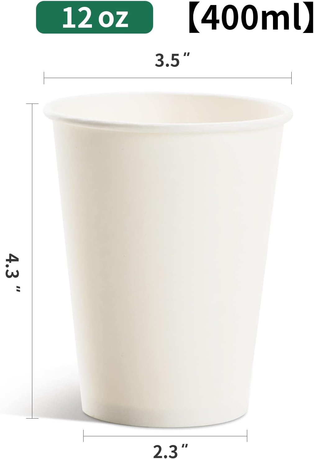 Detalle de RACETOP 12 oz Hot Paper Coffee Cups (300 Pack) – Upgraded Weight, White, Leak-Resistant