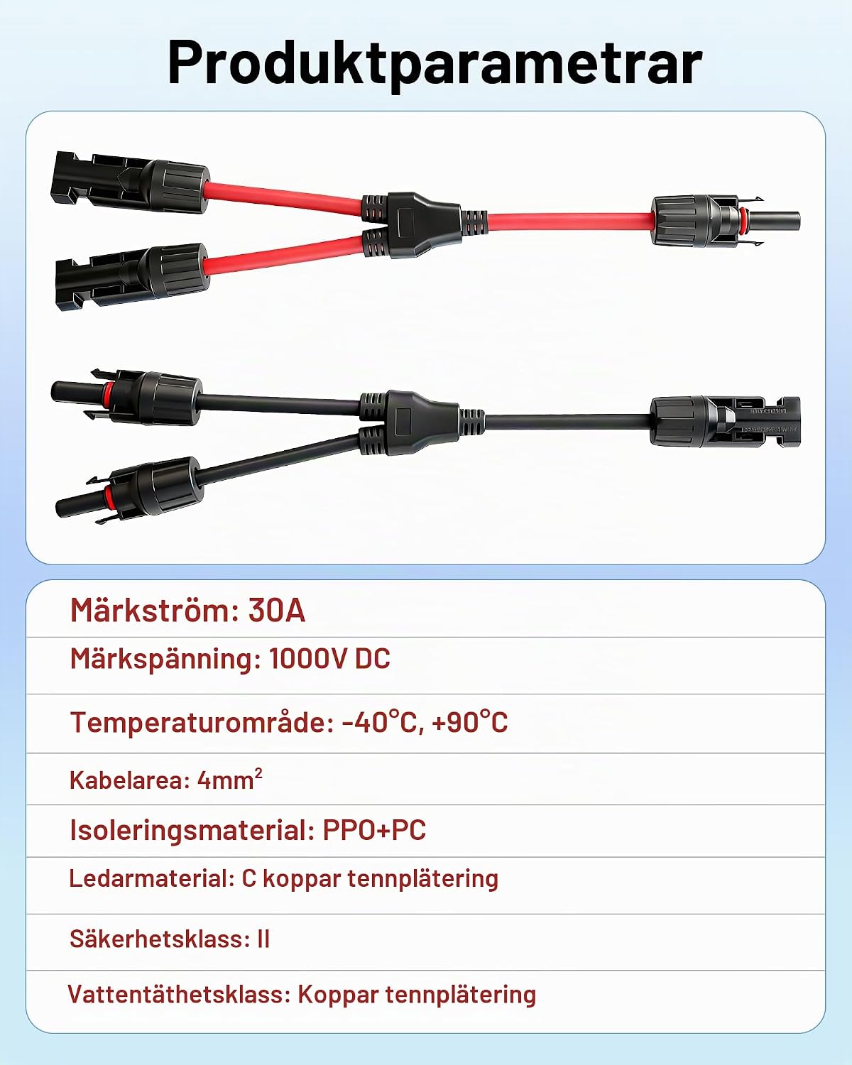 Thumbnail 6 de Binamao Y-fördelare för solpaneler, 1000 V DC, 30 A och 4 mm²