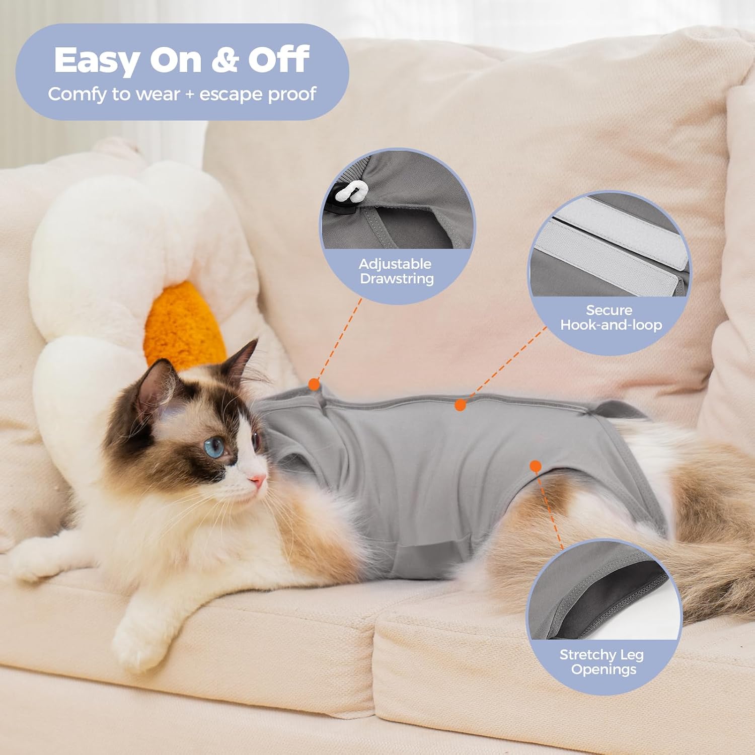 Detalle de Cat recovery suit for spayed females