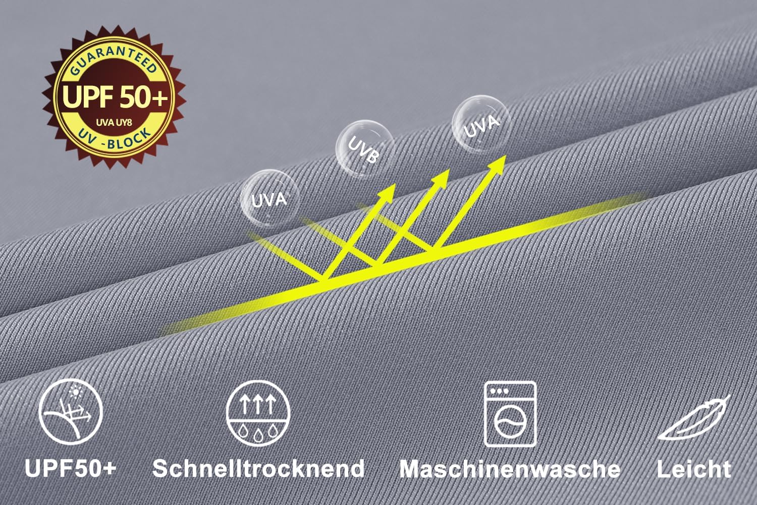 Detalle 2 de Huayuzh Herren UV-Rashguard-Shirt – Schnelltrocknendes Schwimm- und Surftop mit 4-Wege-Stretch