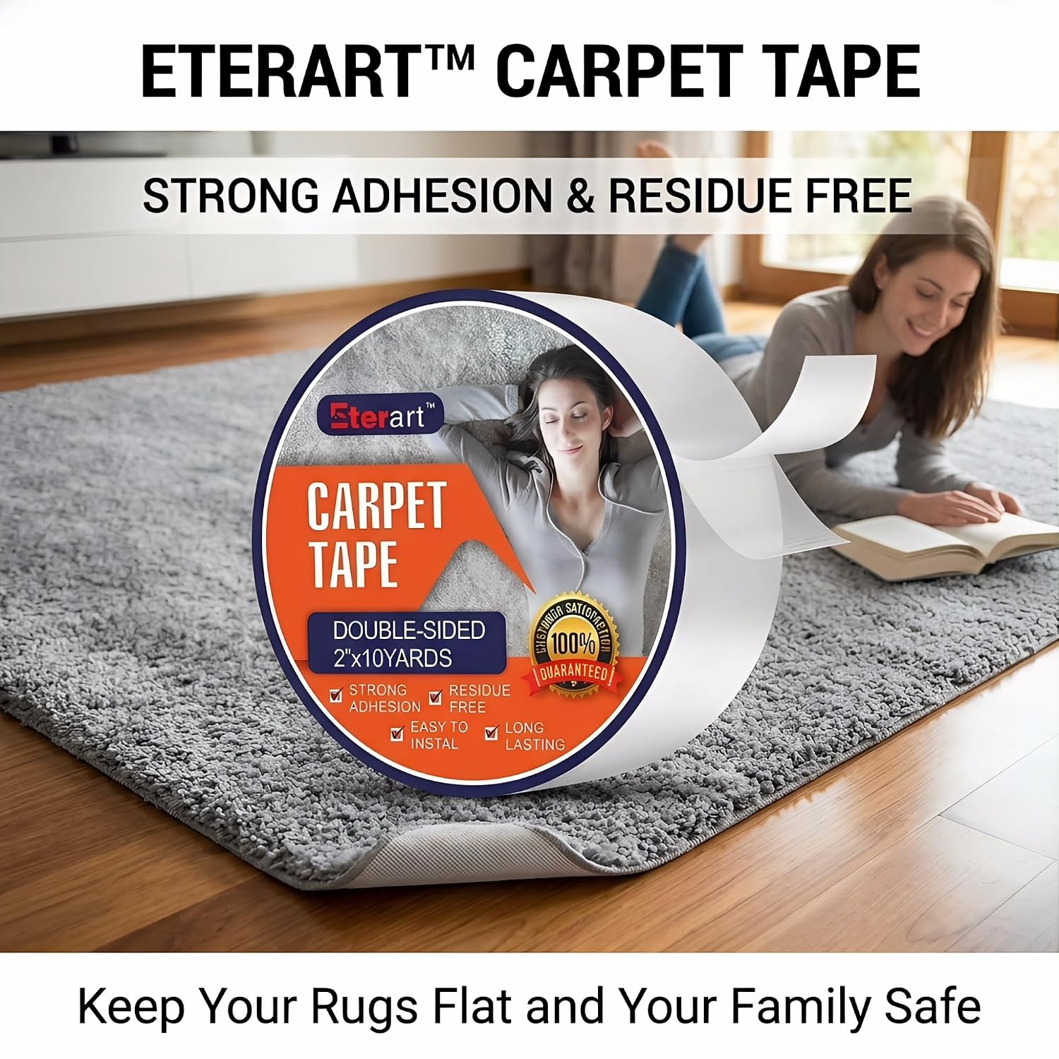 Detalle 2 de ETERART 438056951 Double-Sided Carpet Tape, 2" x 10 Yards, Silicone Adhesive