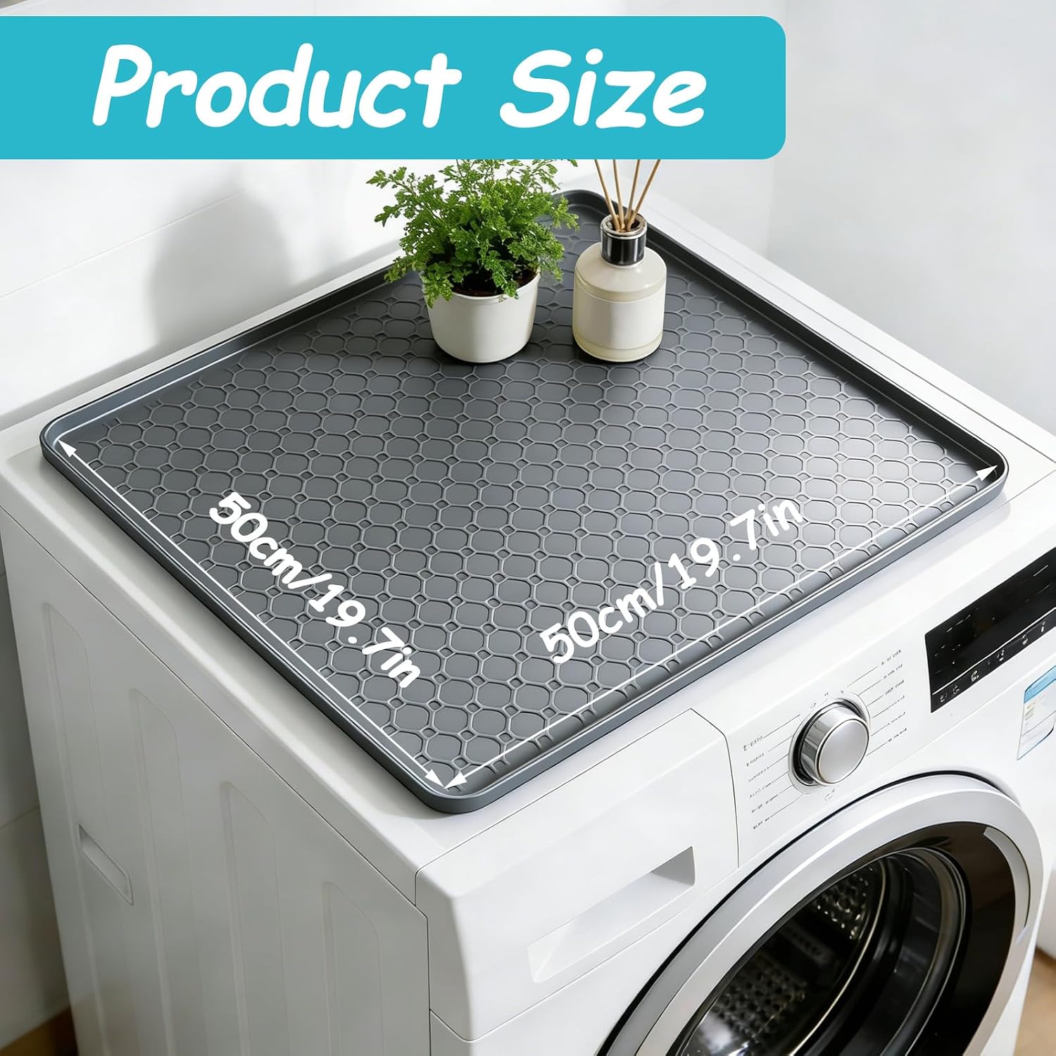 Detalle de SZTCECDM XYJD003_50x50_FW_GY Silicone Appliance Mat, 19.7 x 19.7 Inches
