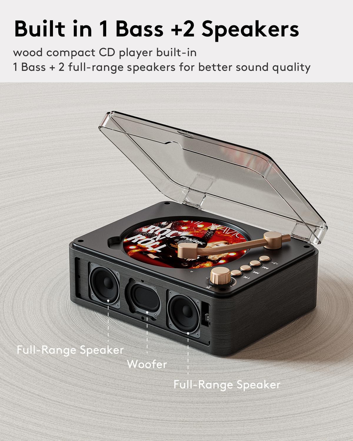Detalle 2 de CARONSORT Y-CD-Q146 CD Player with Speakers, Bluetooth and FM Radio