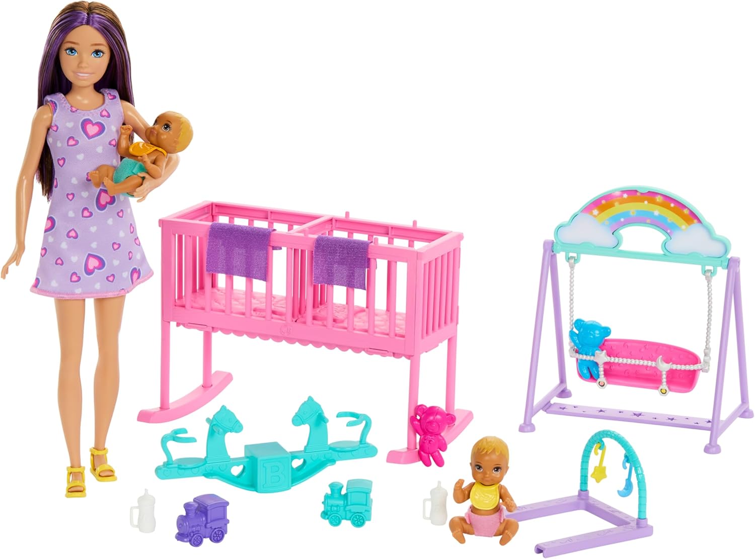 Detalle de Barbie Skipper Playset Cameretta con Gemelline – Set completo con bambola, accessori e mobili