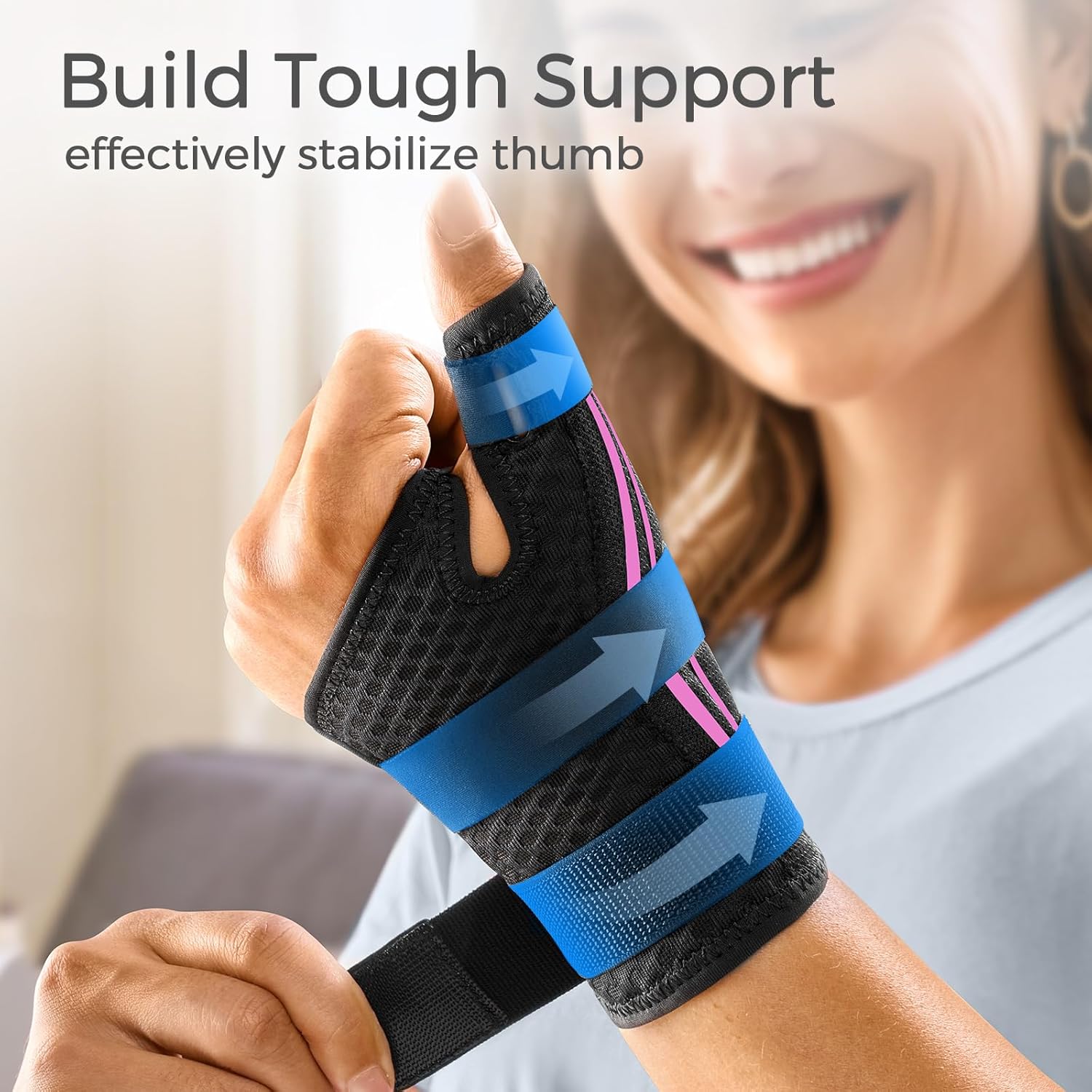 Thumbnail 2 de FREETOO Ergonomical Thumb Brace (Thumb Spica Splint) for Arthritis Pain—Right or Left Hand, S/M Pink