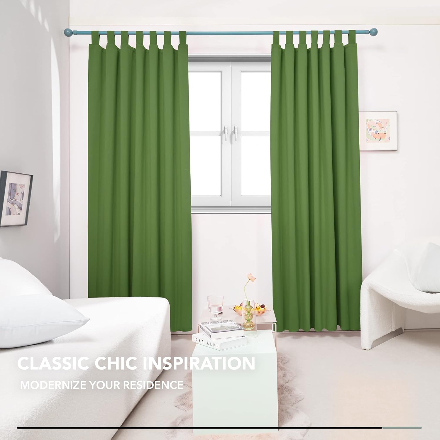 Detalle de Deconovo Tende Oscuranti per interni 2 Pezzi 140x200 cm – Verde, isolamento termico e riduzione del rumore