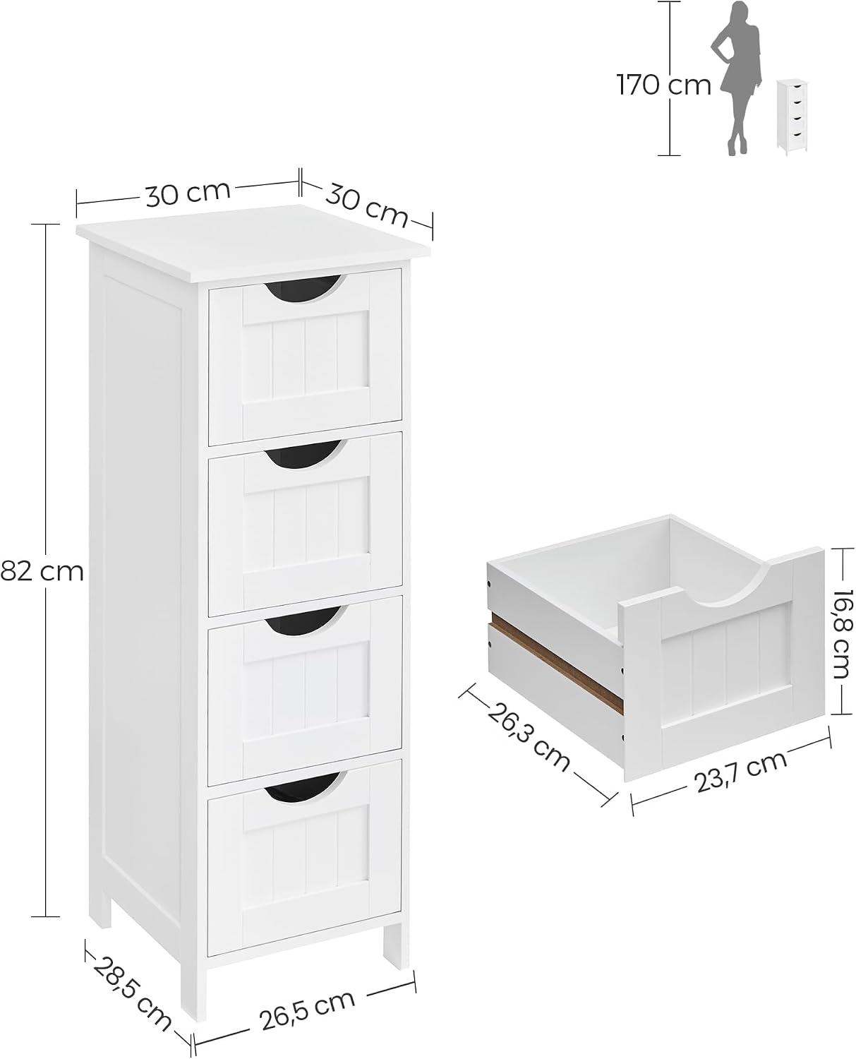 Detalle de VASAGLE LHC040C02 mobile da bagno 30 x 30 x 82 cm