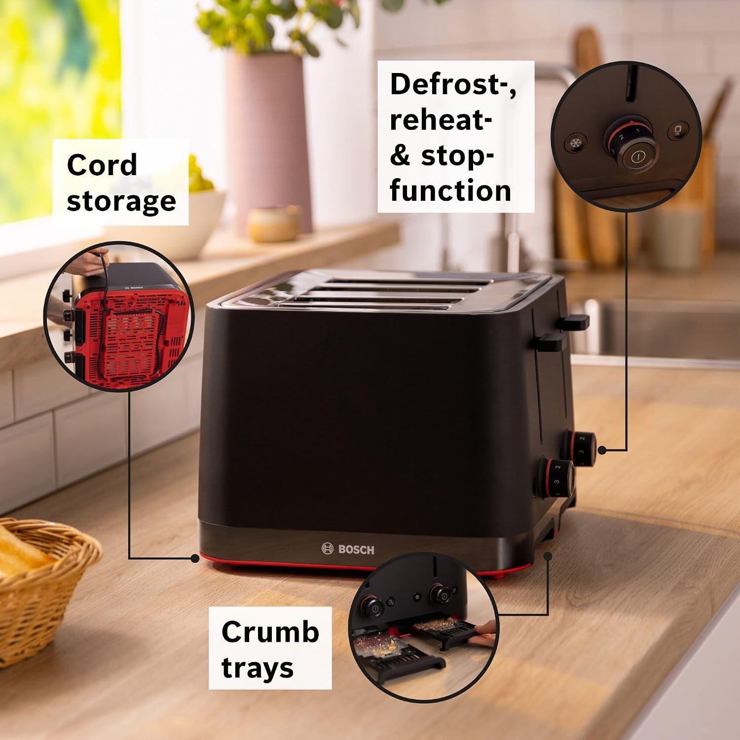 Detalle de Bosch MyMoment Infuse TAT3M143GB 4-slice toaster