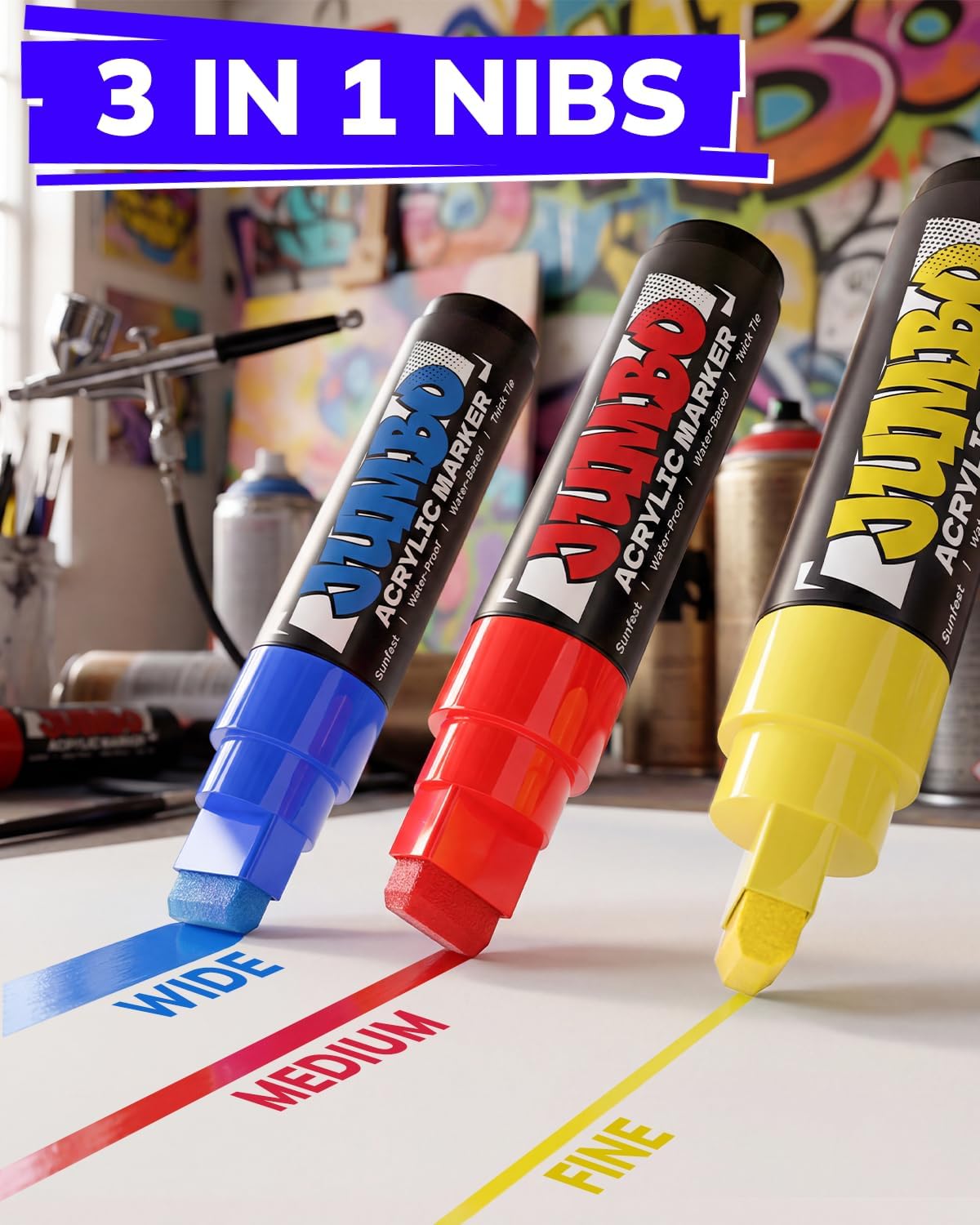 Detalle de JusArt 14 Colors Jumbo Markers – 15mm Wide Tip for Multi-Surface Crafting