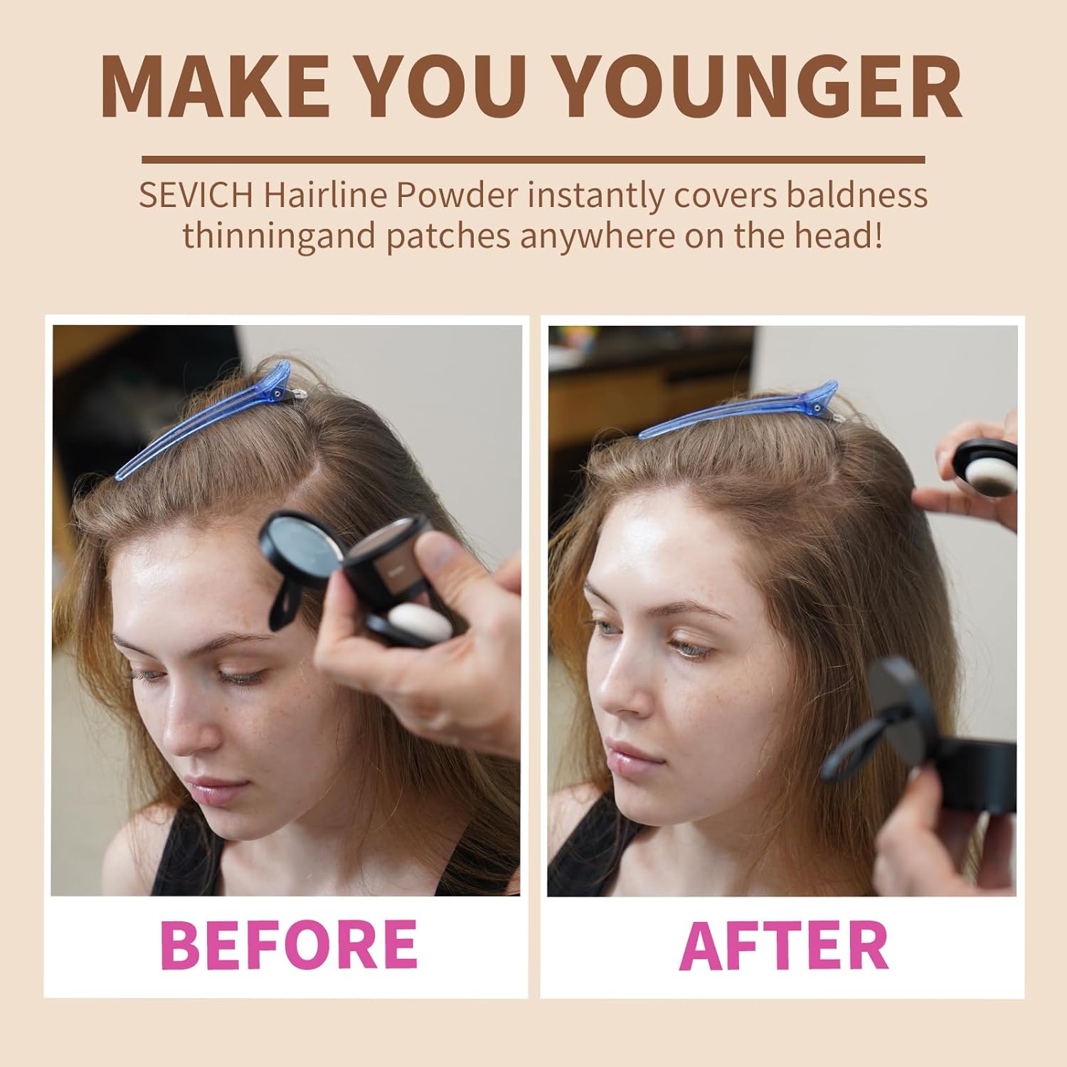 Detalle 2 de Sevich Hairline Powder (Dark Brown) — instant hair loss and root touch-up powder