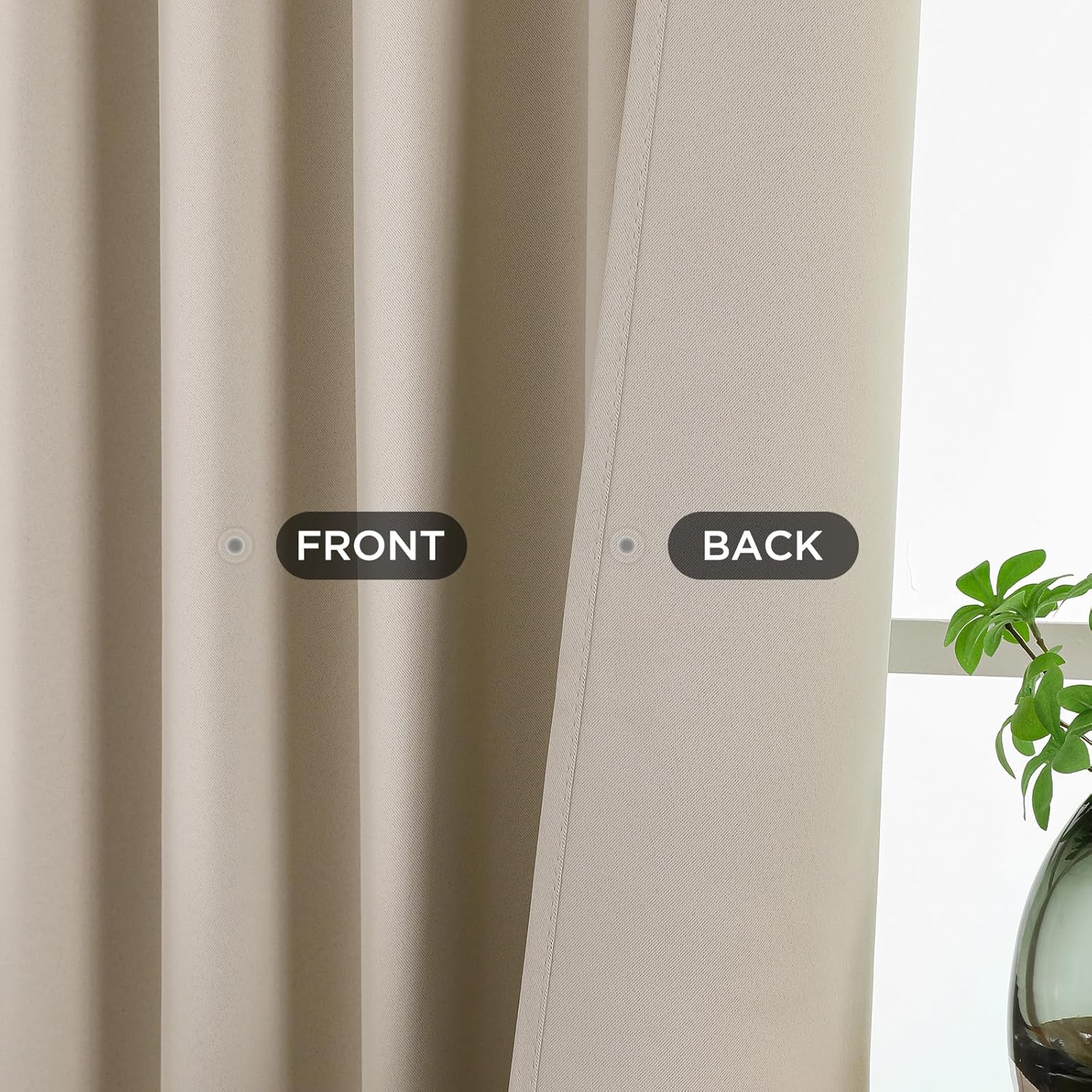 Thumbnail 3 de Rideaux occultants Joydeco en 2 pièces, L 140 x H 245 cm, beige clair à œillets