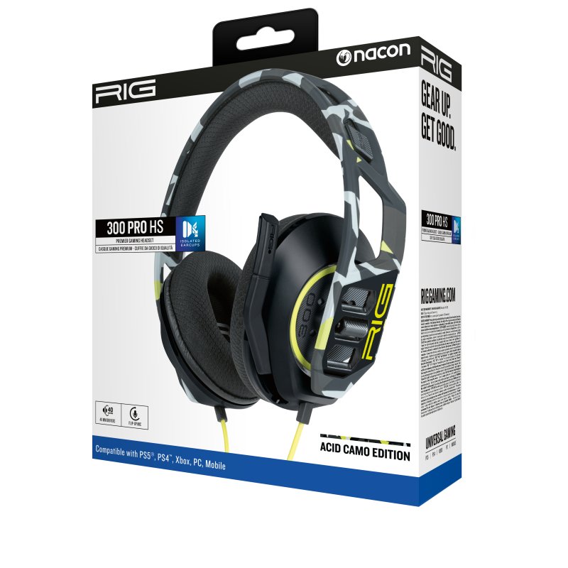 Detalle de Nacon RIG 300 PRO HS para PS5 y PS4 en camuflaje