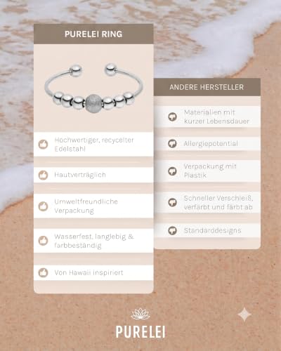 Detalle 2 de Purelei Anxiety Balance Ring – verstellbarer Ring mit Balance-Kugel aus Edelstahl, 14K vergoldet, 18K Roségold oder Silber