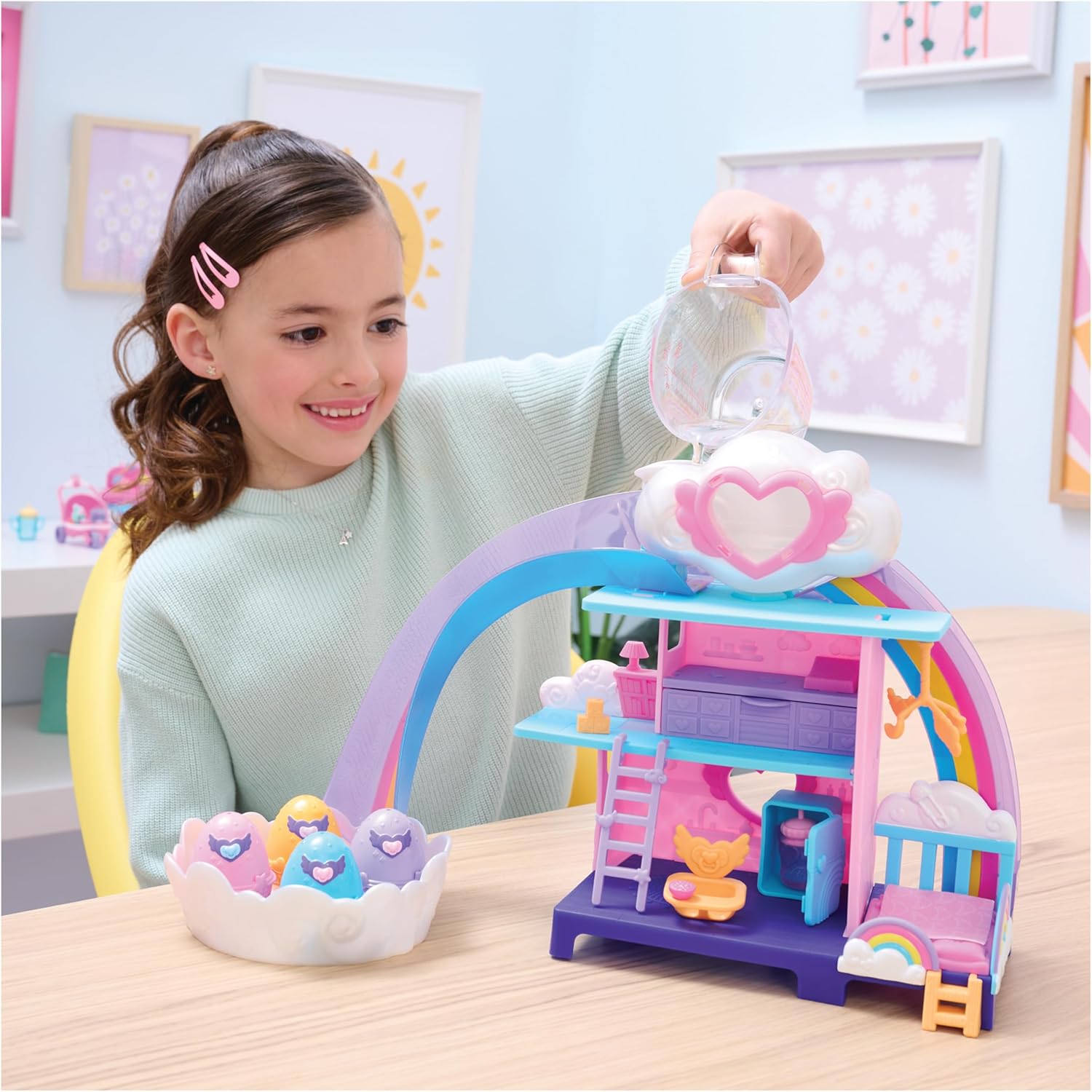 Detalle de Hatchimals Alive Kinderzimmer Spielset mit 4 selbstschlüpfenden Eiern und 13 Zubehörteilen (ab 3 Jahren)