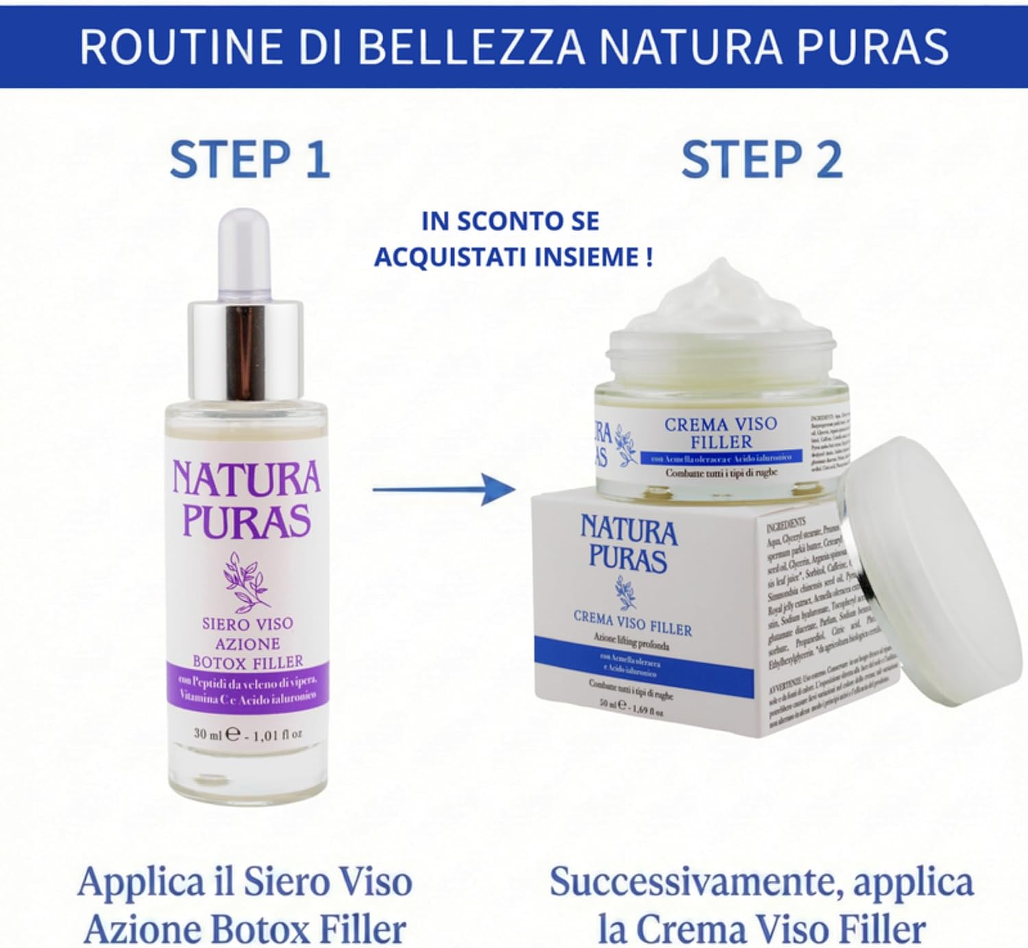 Detalle de Crema Viso Antirughe NaturaPuras Effetto Filler e Lifting – 50 ml