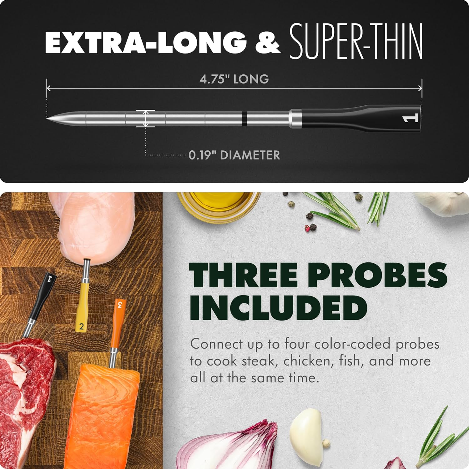 Detalle de CHEF iQ Sense Gen3: Wireless 3-Probe Smart Meat Thermometer