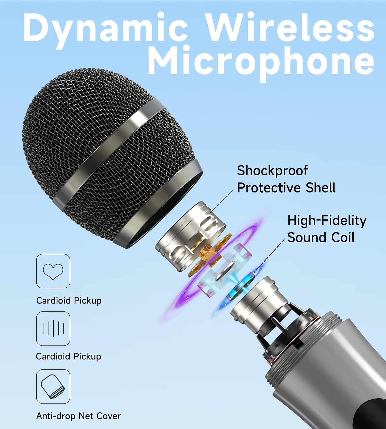 Detalle de Wireless Microphones 200 ft Range, 40H Battery 🎤