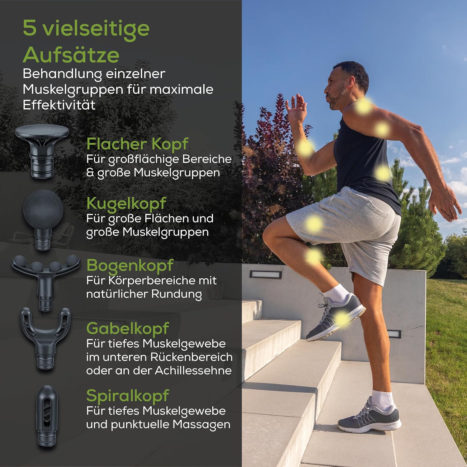 Detalle de Beurer PowerReload Massagepistole – Professionelle Triggerpunktmassage mit 5 Aufsätzen und 5 Intensitätsstufen