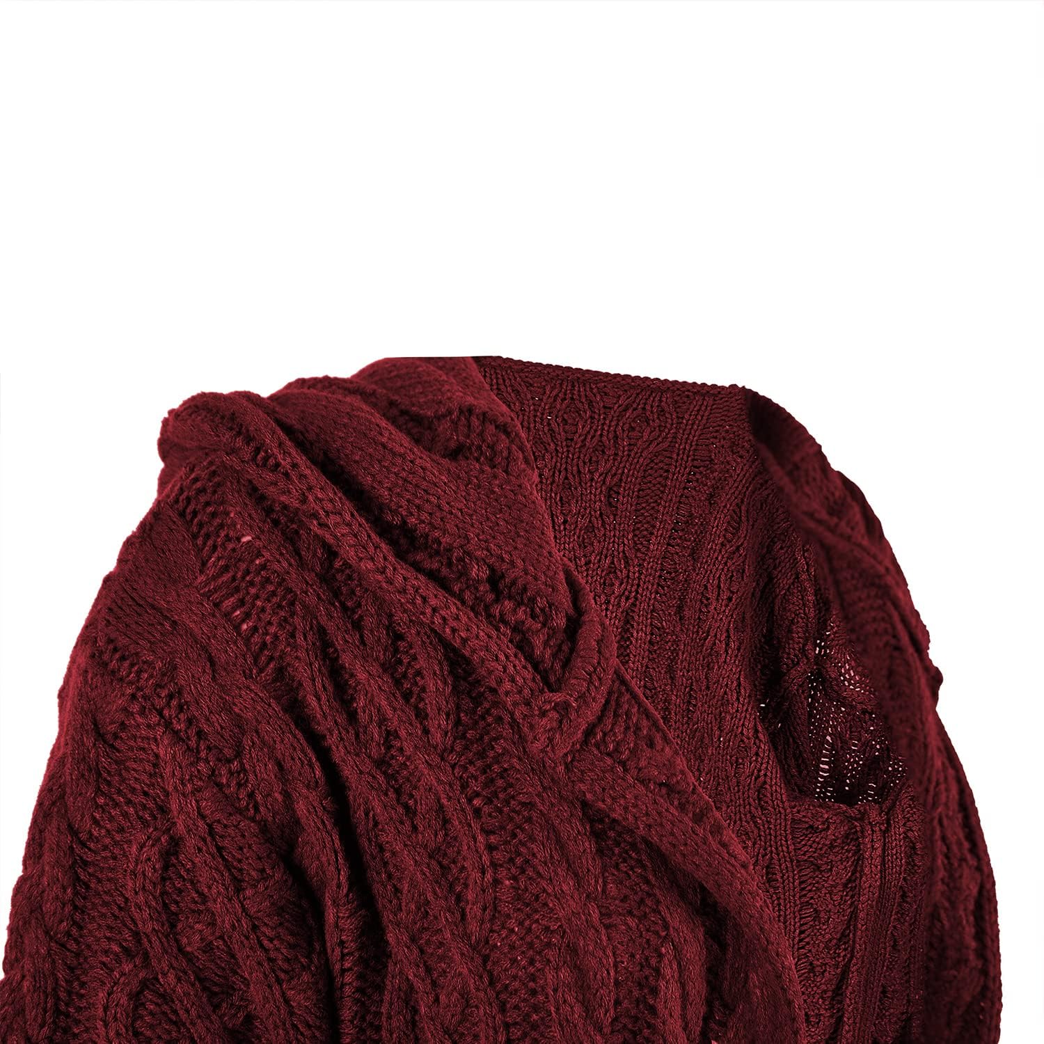 Detalle de NIUBIA Long Sleeve Hooded Cable Knit Cardigan
