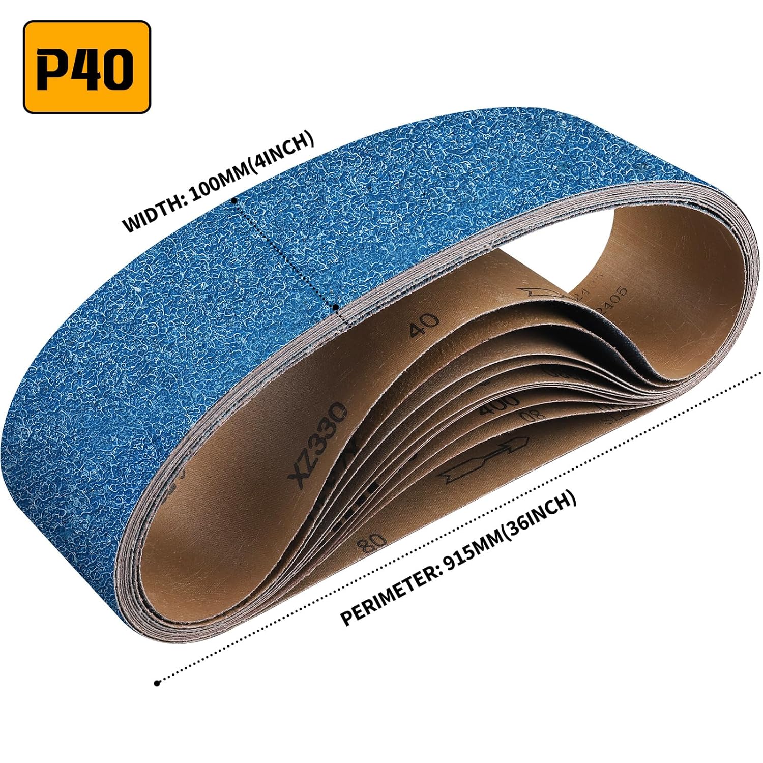 Thumbnail 2 de Shineboc Schleifband 100 x 915 mm – 6 Stück, Körnung 40, blaues Zirkonkorund für Metall und Holz