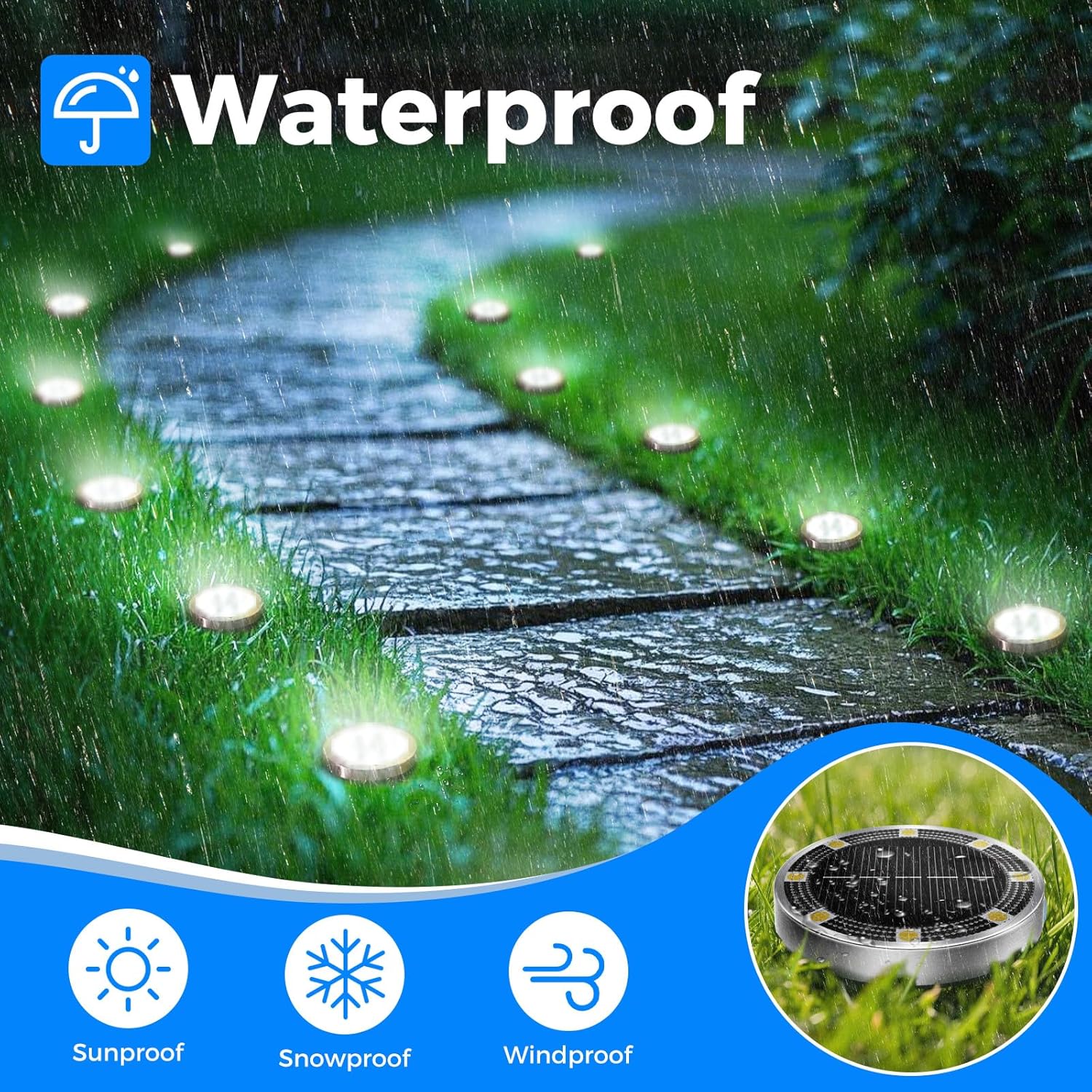Thumbnail 1 de Peasur 18 Pack Solar Ground Lights: Practical Outdoor Path Lighting</n>