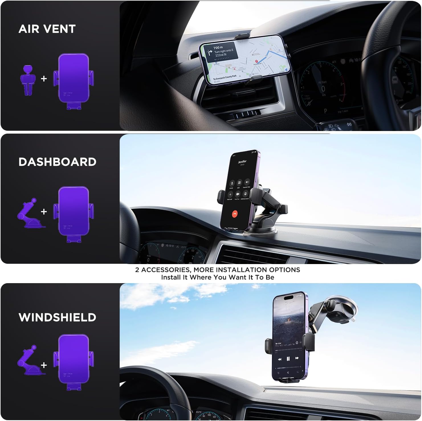 Detalle 2 de Mosurr car phone mount for 4.7–7-inch phones