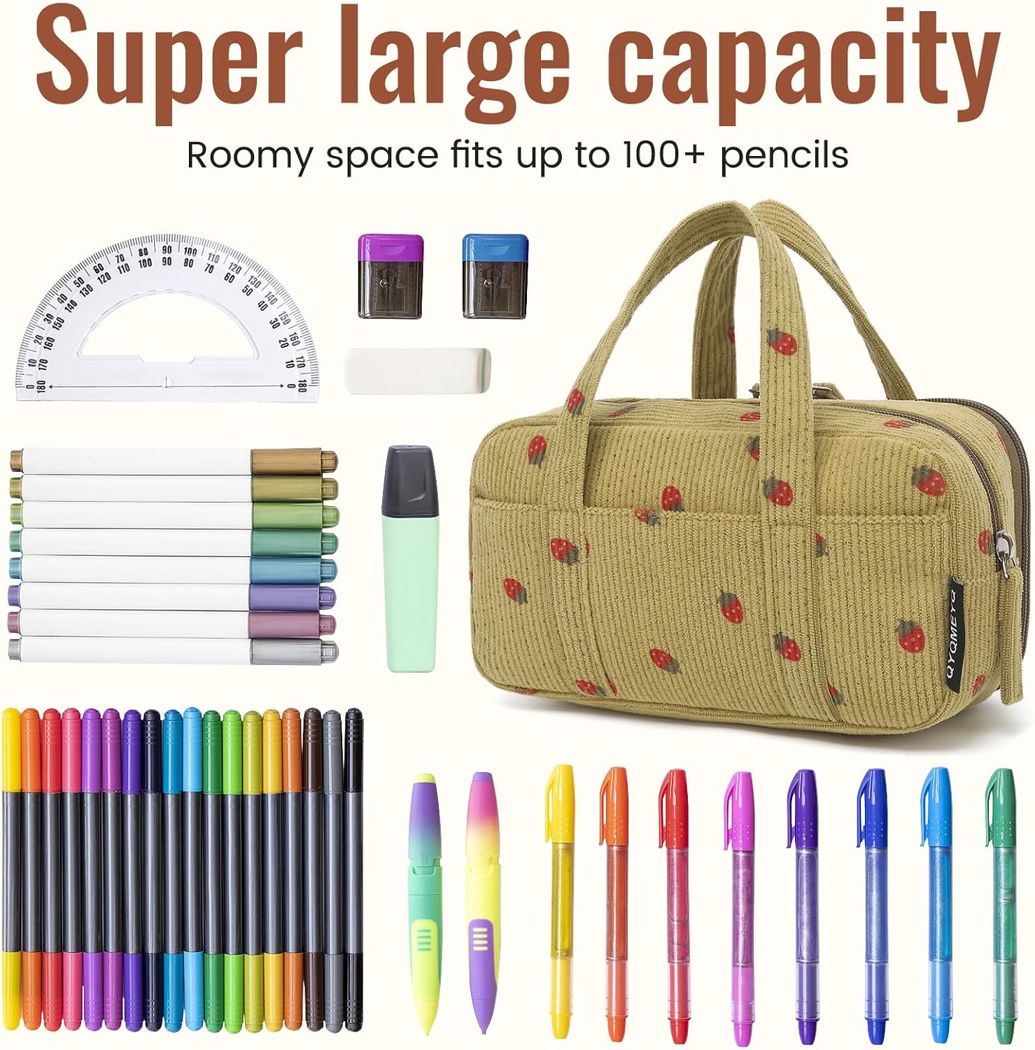 Detalle de QYQMEYQ Large Pencil Case Pouch with 5 Compartments ๐