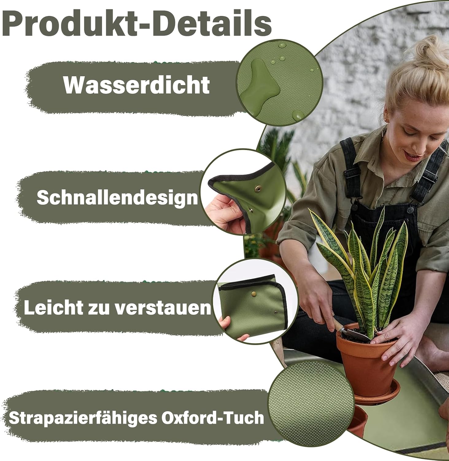 Detalle de Kisstta waterdichte plantenmat 75 x 75 cm, opvouwbaar en waterafstotend