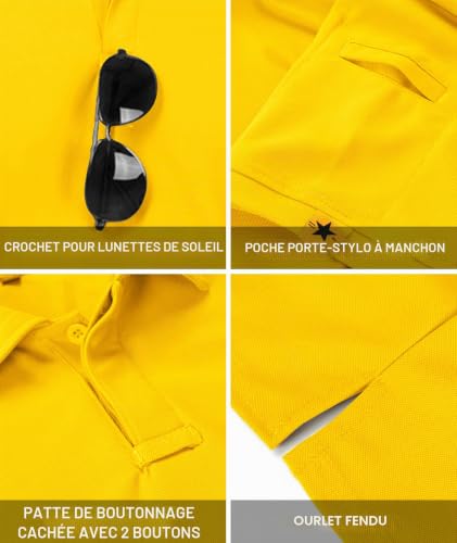 Thumbnail 4 de JACKETOWN Polo Homme Manche Courte Séchage Rapide et Respirant Jaune XL