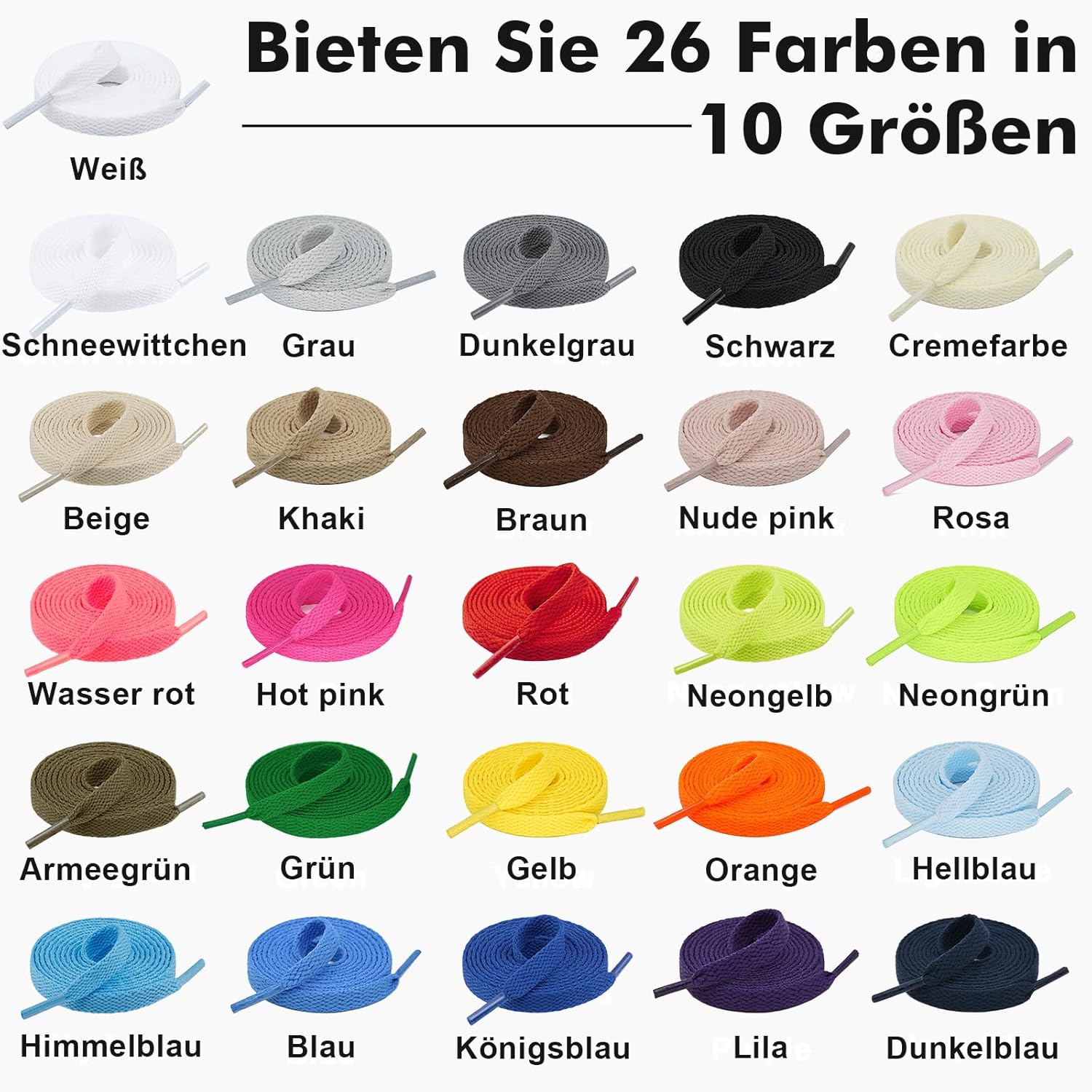 Thumbnail 4 de Stepace 2 Paar flache Schnürsenkel (8 mm) – Premium-Ersatz für Turnschuhe, Sport- und Freizeitschuhe