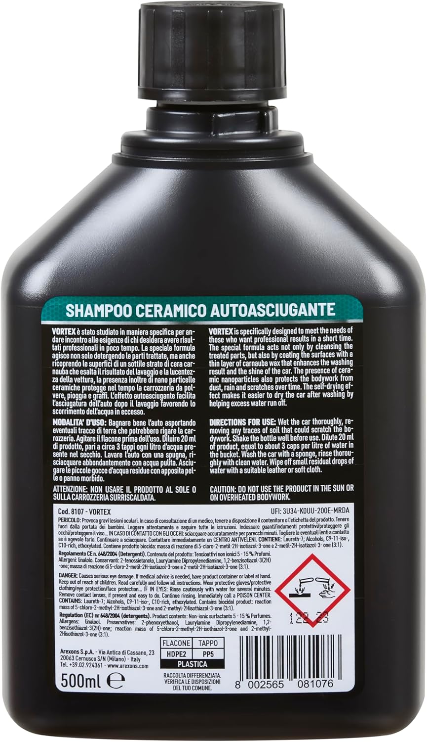 Detalle de Arexons Car Care Pro VORTEX Shampoo Ceramico Autoasciugante 500 ml