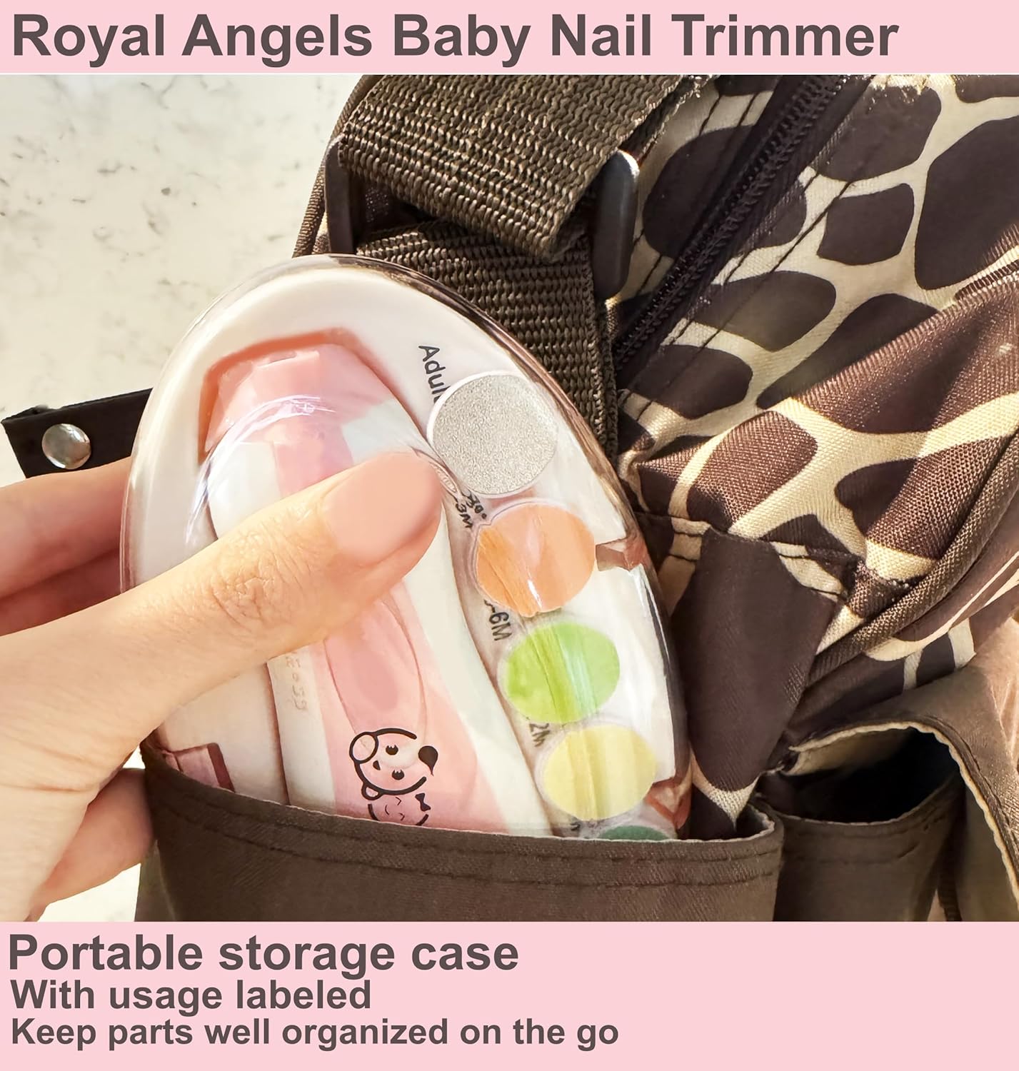 Thumbnail 6 de ROYAL ANGELS Baby-Nagelfeile 21 in 1 (rosa) mit 13 Ersatzaufsätzen – für Baby-Nägel, Zehen und Polieren