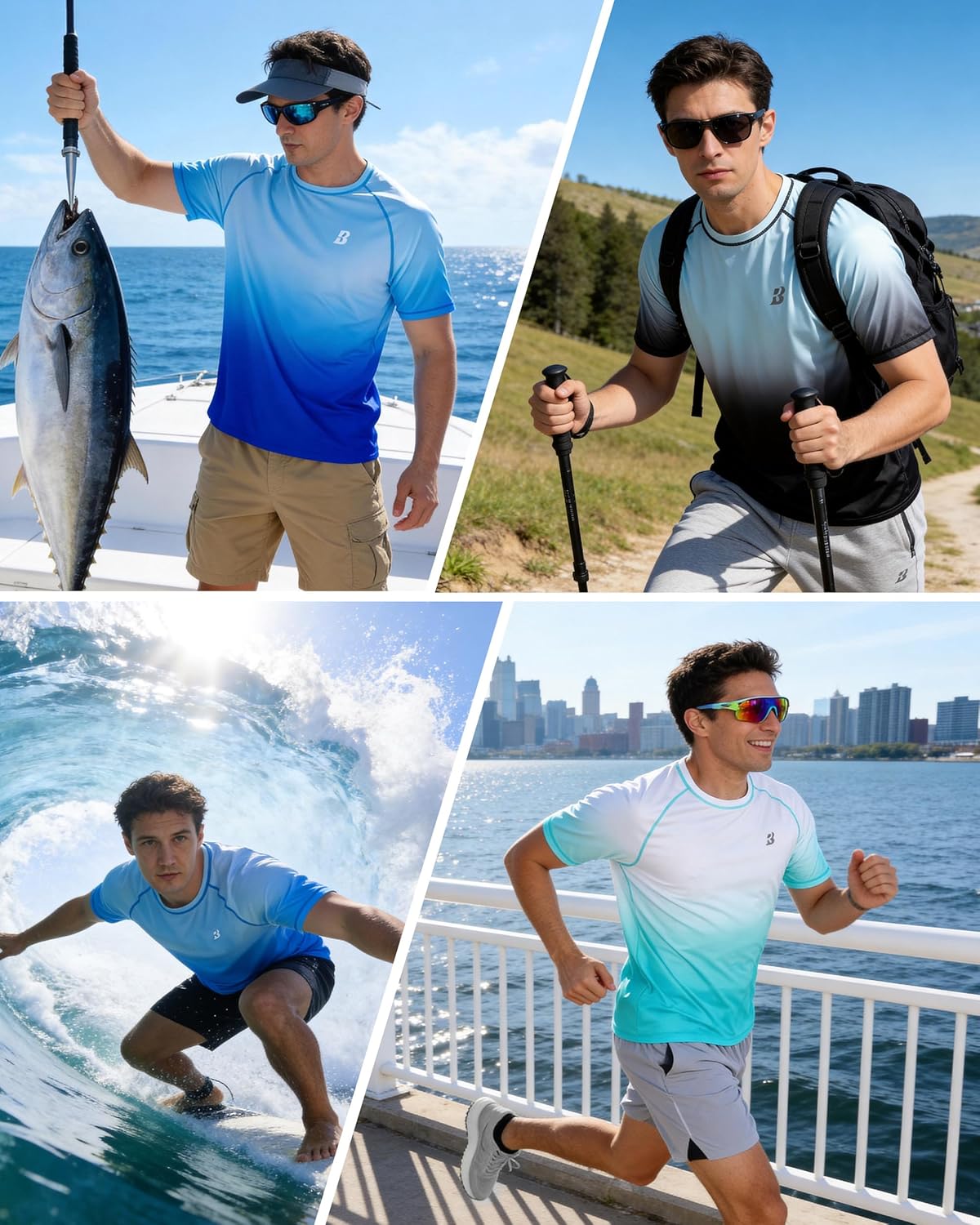 Thumbnail 5 de Roadbox Men’s Rash Guard Short Sleeve UPF 50+ UV Sun Protection Quick-Dry Fishing & Swim T-Shirt