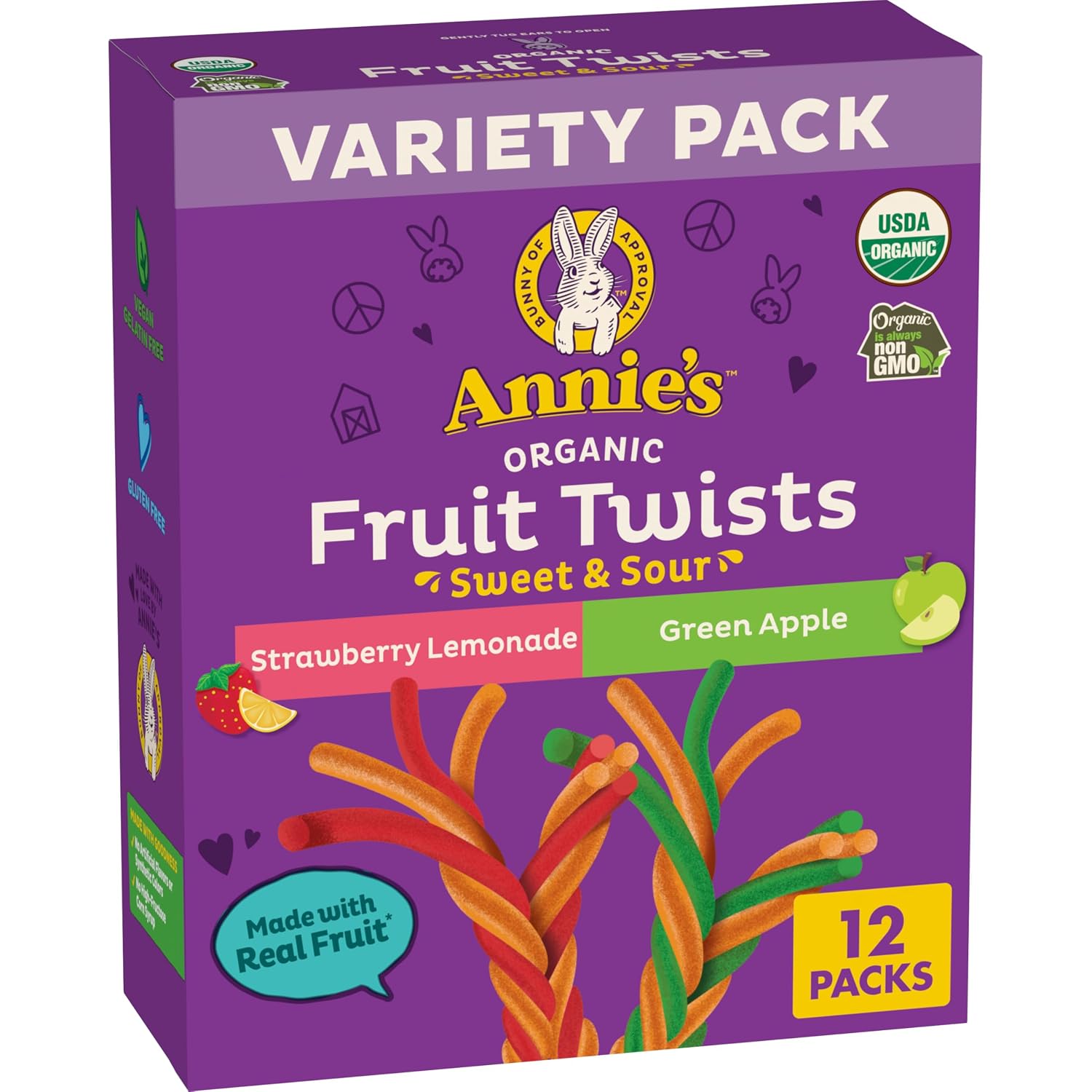 Detalle de Annie's Organic Sweet & Sour Fruit Twists, 12-Count Variety Pack