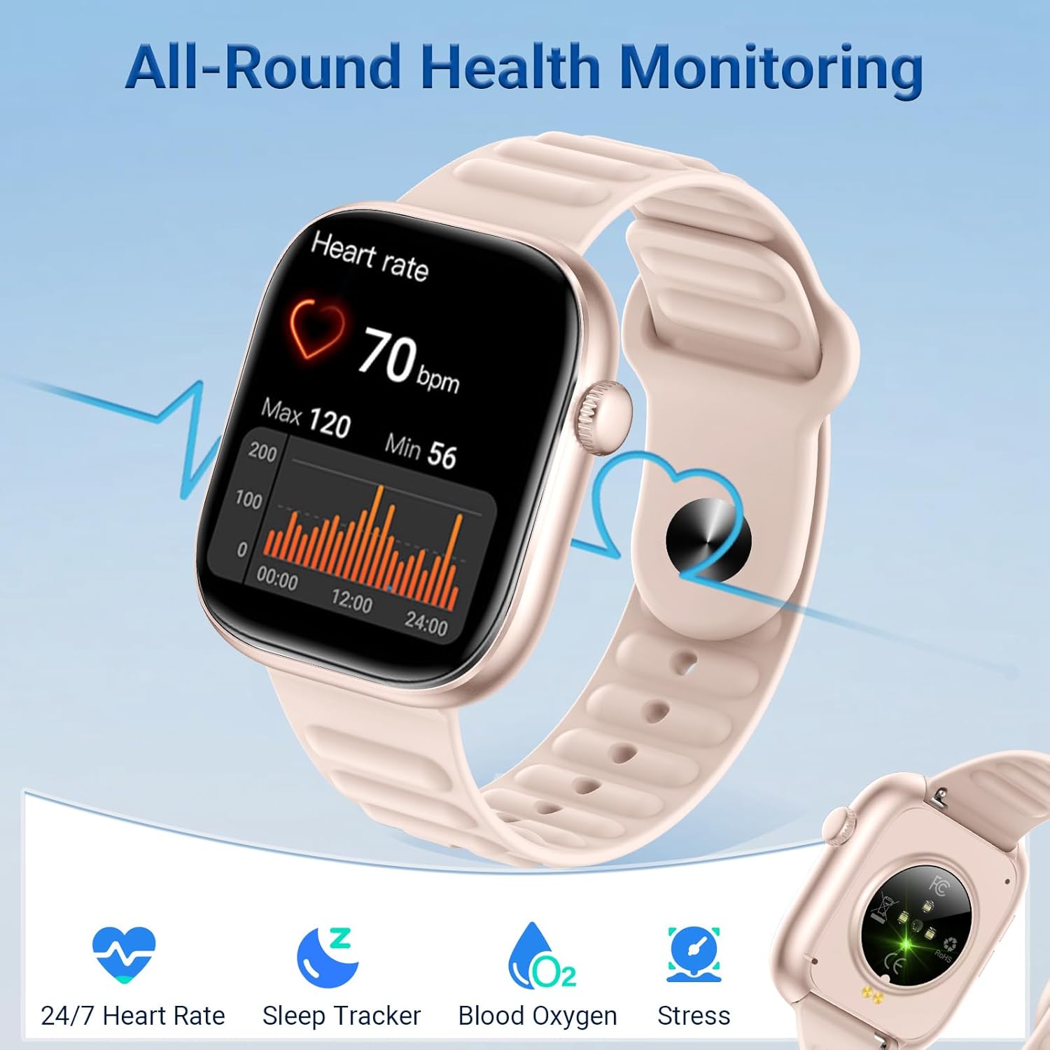 Detalle de BingoFit Smart Watch 1.83" HD Screen – Health Tracking & Bluetooth Calls