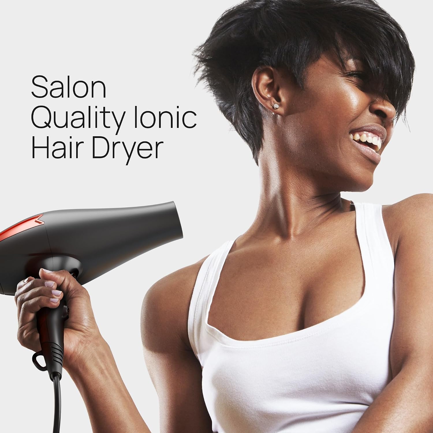 Detalle de TREZORO Professional Hair Dryer (2000W) with Ionic Ceramic Tourmaline + Narrow/Wide Concentrator Nozzles, 3 Heat & 2 Speed Settings