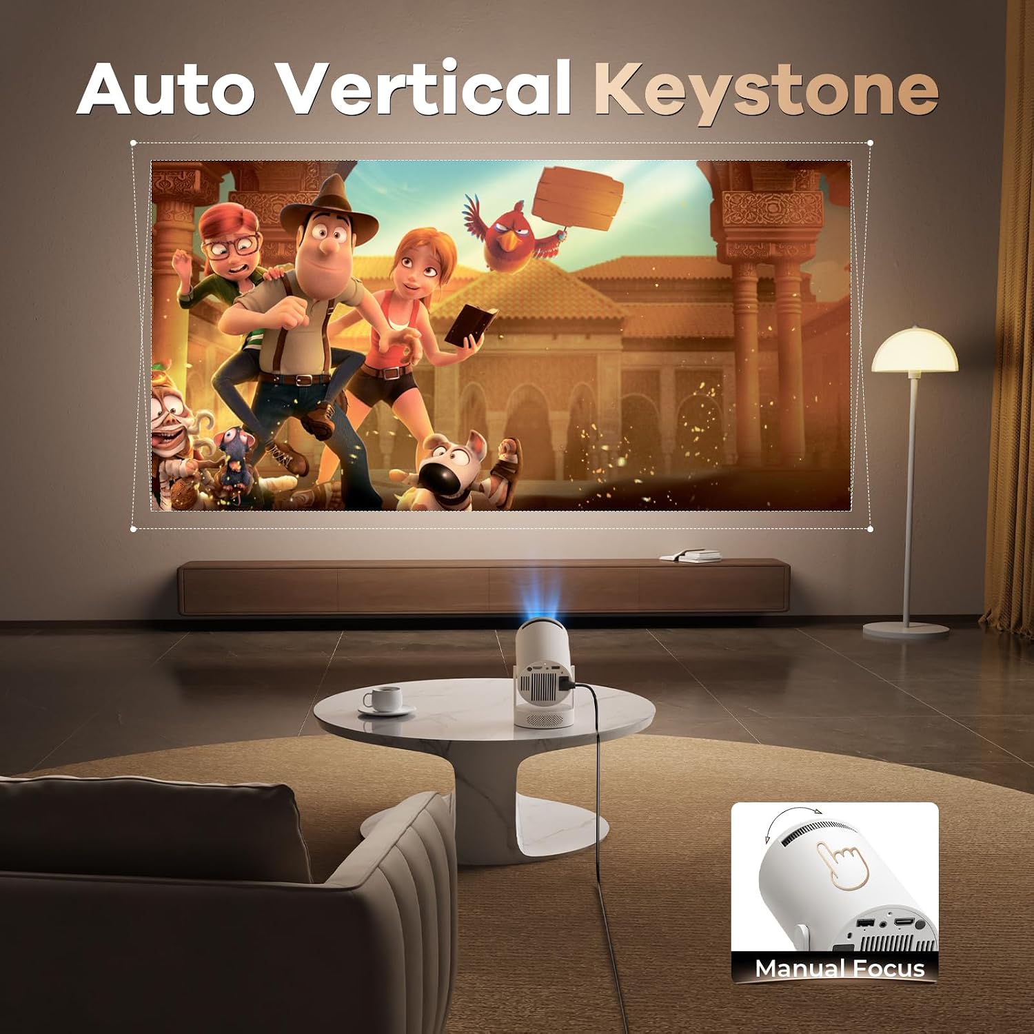 Thumbnail 1 de Mini Projector 1080P FHD with 4K Support, Android 11, Wi‑Fi 6 & Bluetooth 5.0 (Ivory)