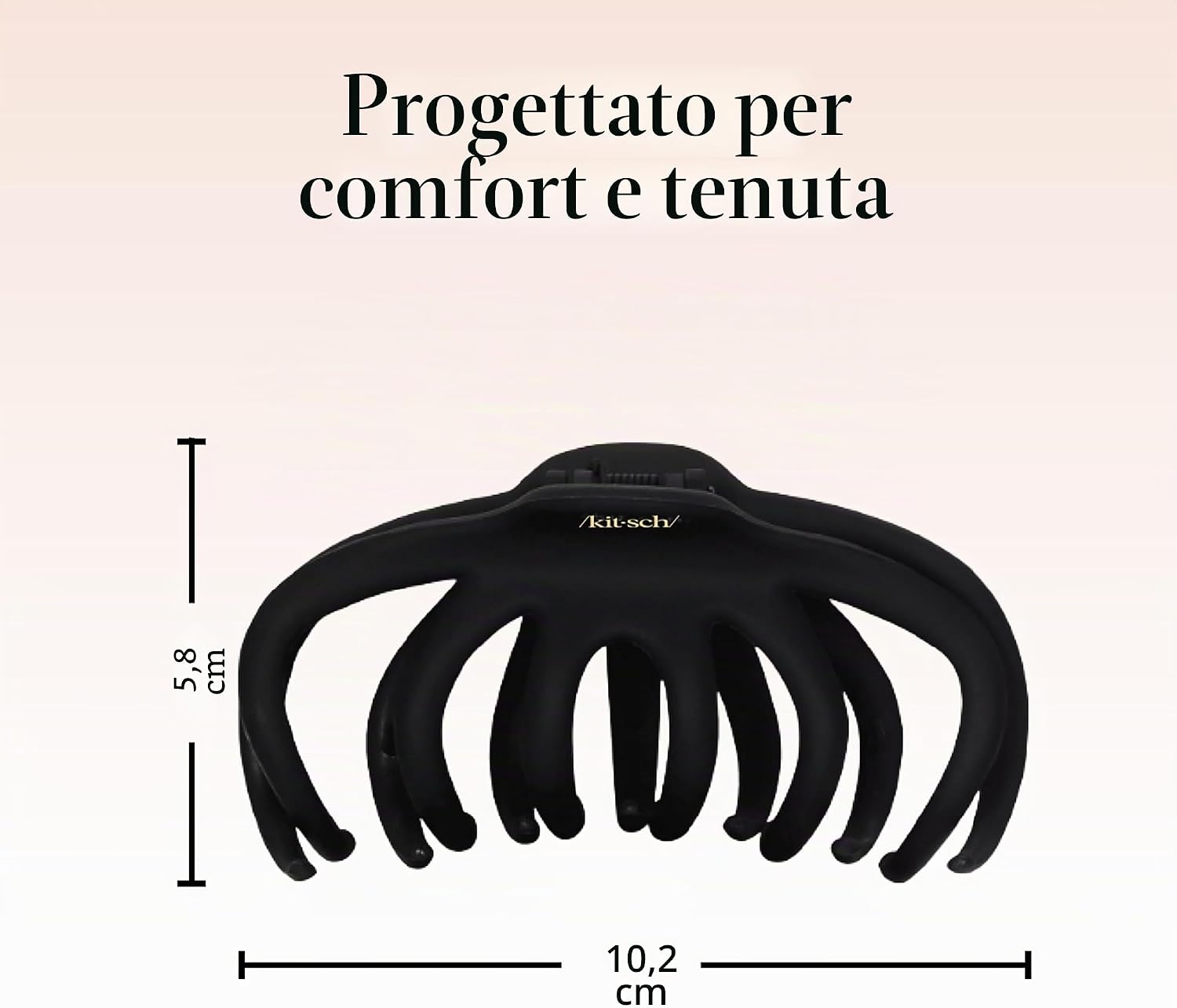 Detalle de Kitsch Fermagli a polipo per capelli – Set nero e tartaruga, grande tenuta per capelli spessi
