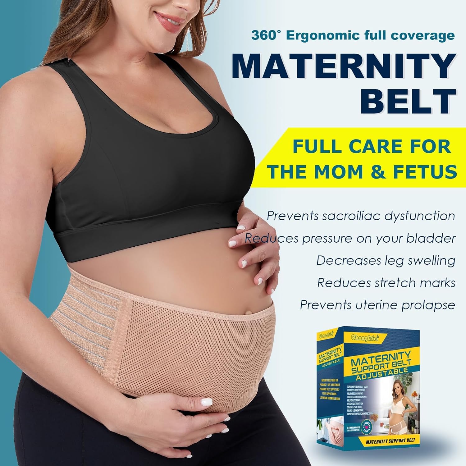 Thumbnail 1 de ChongErfei Pregnancy Belly Band Maternity Belt & Back Support (Beige, One Size)
