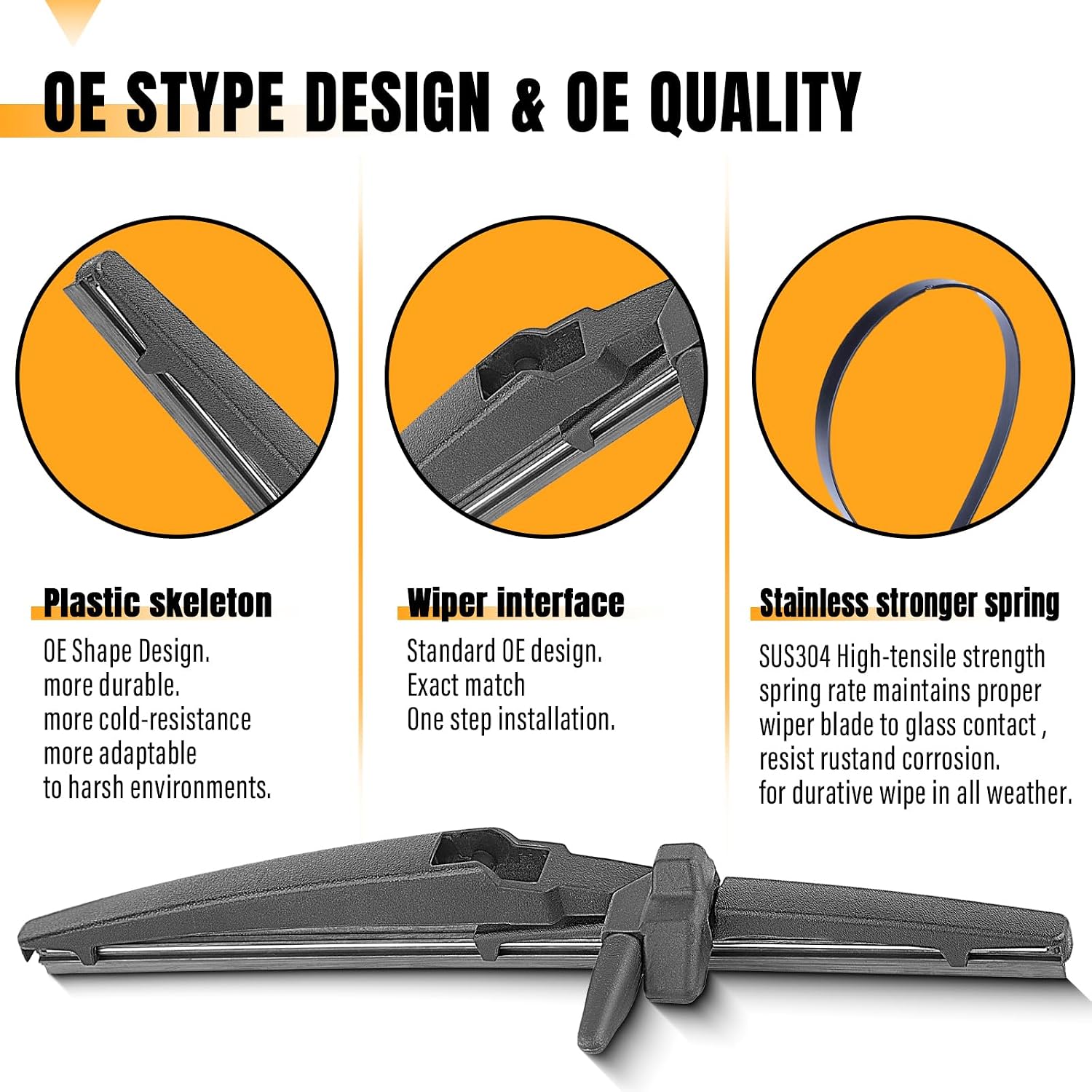 Detalle de AUTOBOO 12 Inch Rear Wiper Blade Replacement for Toyota 4Runner (2010-2024) — OEM-Quality, Easy Install