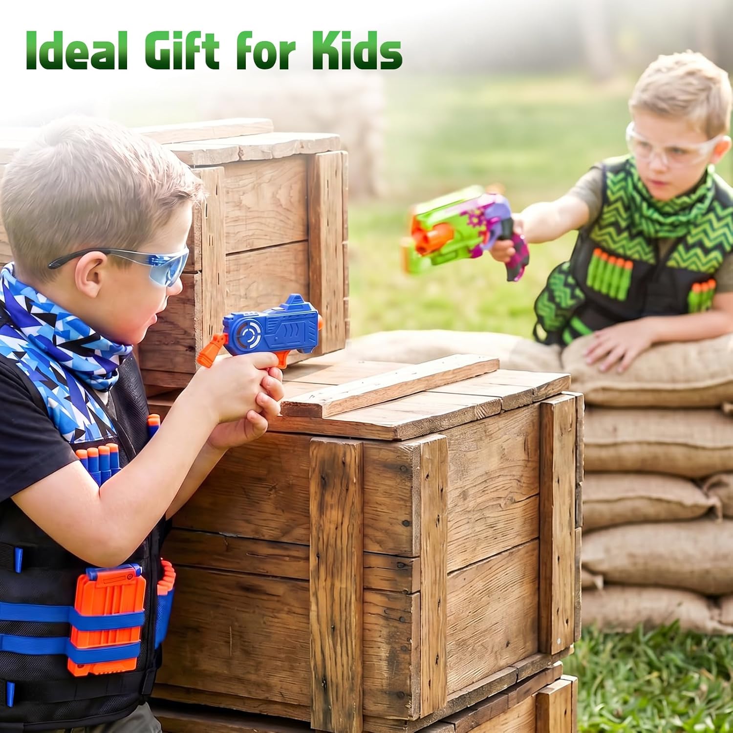 Detalle de Lehoo Castle Nerf Vest Kit 2 Pack for Kids (with darts, masks and reload clips)